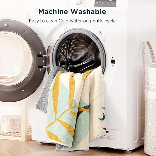 Miniatura 6 de UBTKEY Alfombra de pasillo de 2 x 6 pies, ultrafina, antideslizante, lavable, con estampado botánico, estilo bohemio, alfombra de pasillo de baño,