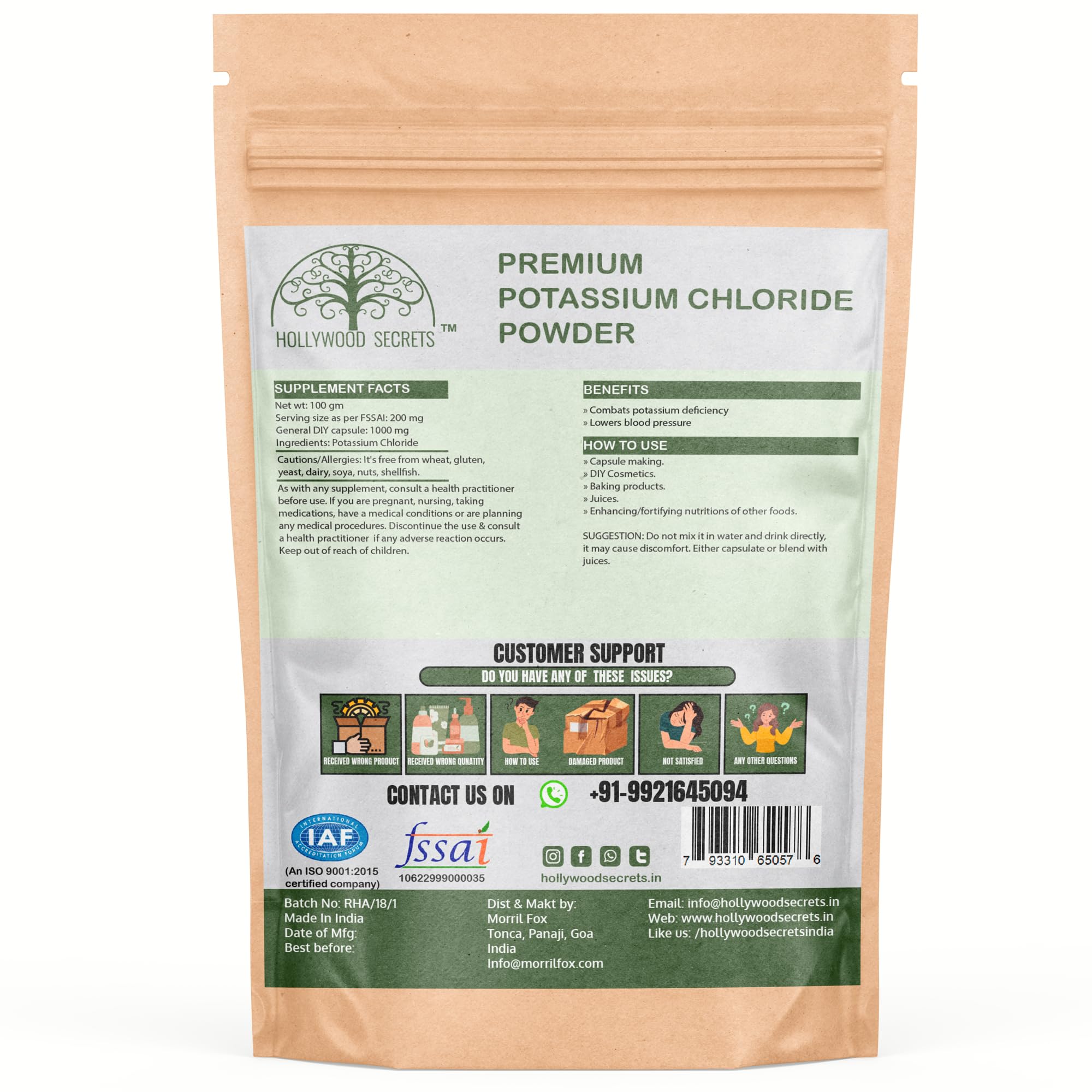 Hollywood Secrets Potassium Chloride Powder 100 gm Pharma Grade - Image 2 thumbnail