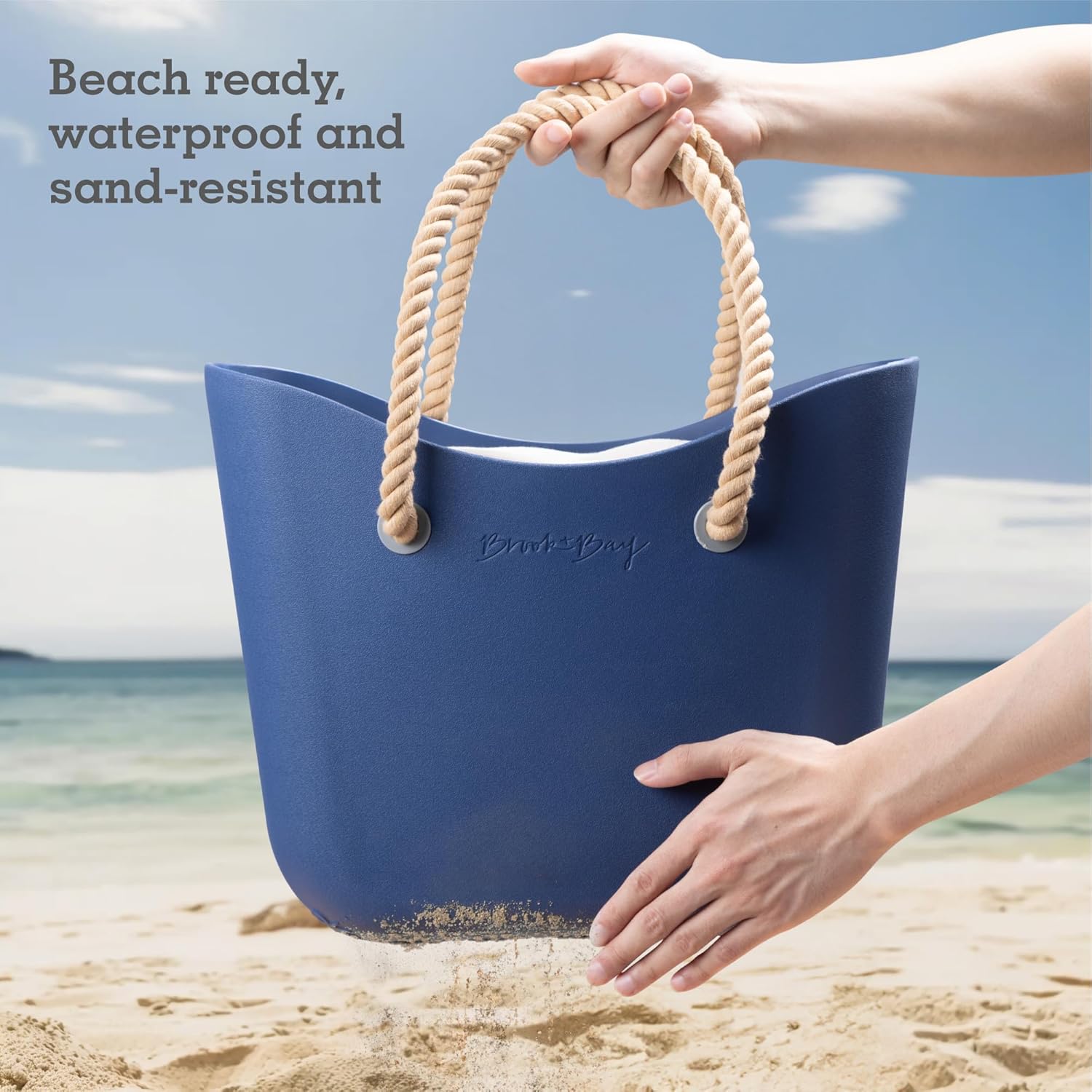Brook + Bay Beach Bag Rubber Tote Bag with Zipper - Travel Bag, Beach Bags Waterproof Sandproof, Beach Bag for Women