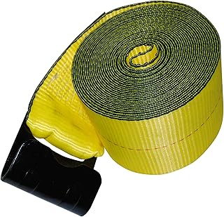 Shippers Supplies 4â€ x 30â€™ Heavy Duty Winch Strap with Flat Hook for Flatbed Trailer 5,400 lbs Load Limit â€” 10 Pack