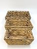 Orret Home Wicker Hand Knitted 3-Piece Basket Set – Natural Wicker Organizer, Fruity, Towel Storage Basket, Kitchen and Bathroom Organizer, Decorative Basket Set, In-Cabinet Storage Solution (Rectangular)