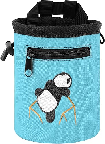 AMC Bolsa de tiza con diseño de panda escalada en roca con cinturón ajustable