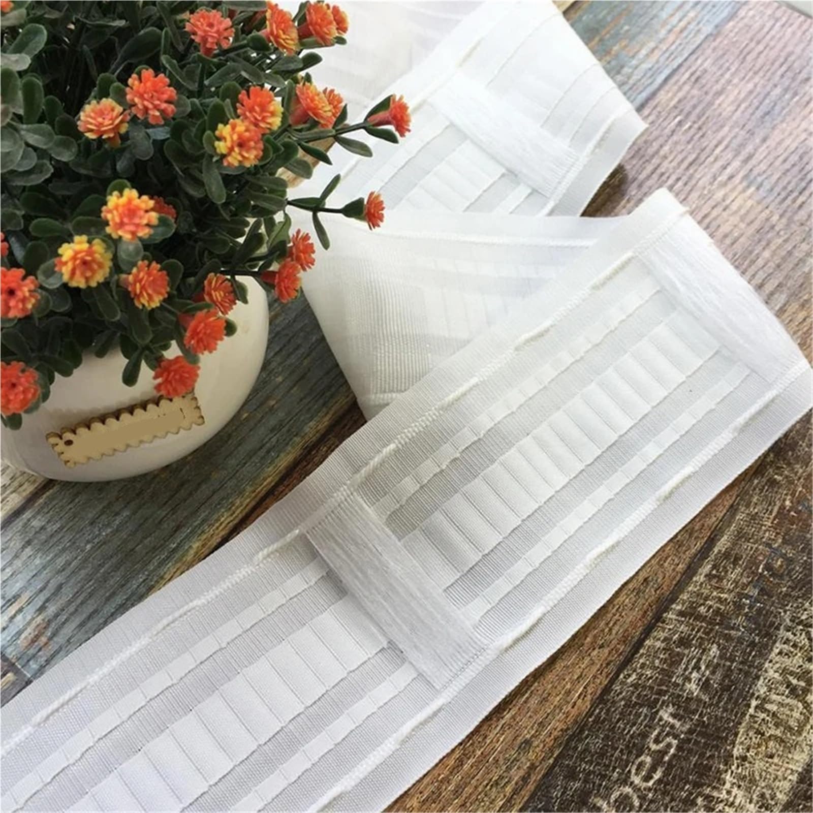 Rufflette pour Rideaux Poinçonnage de Rideau 20M for Accessoires Rail Tige, Bande plissée Blanche