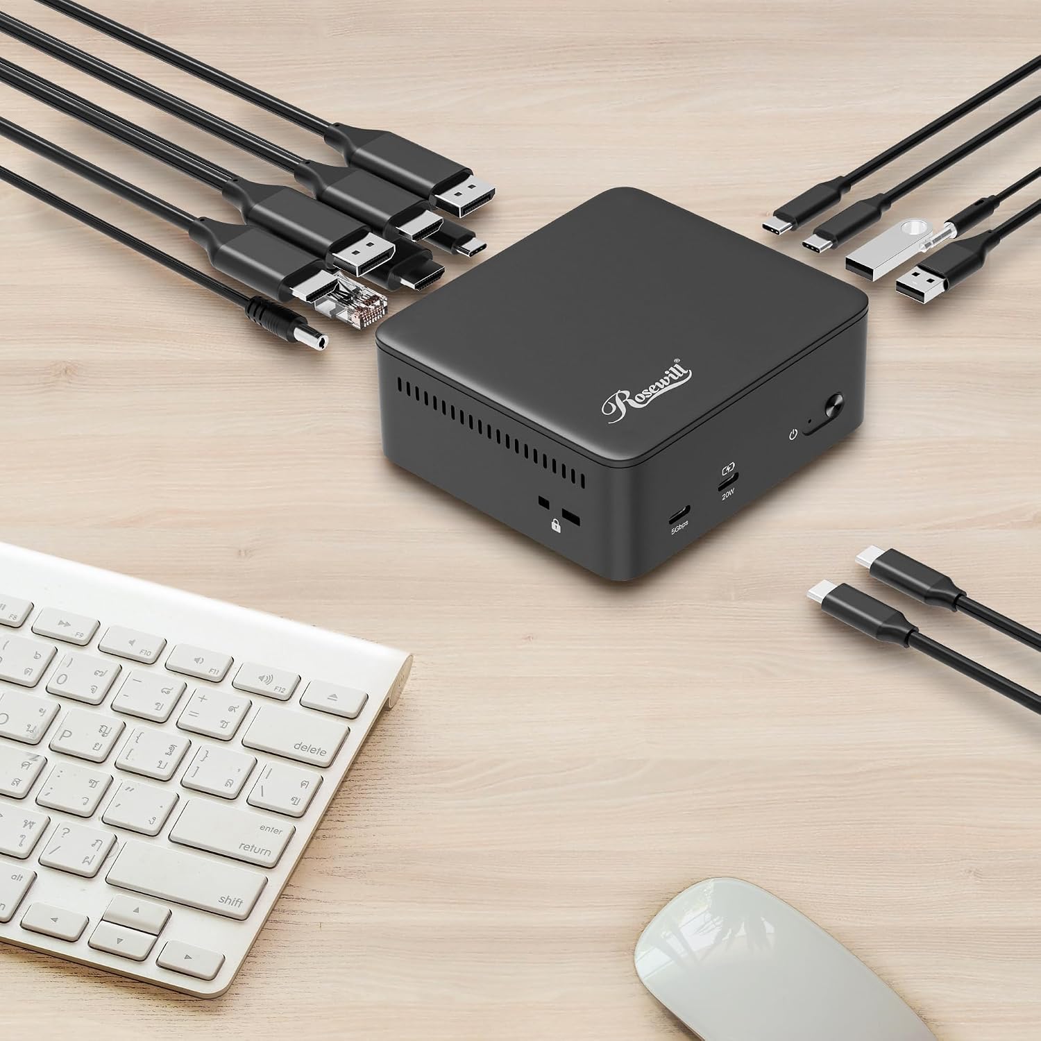 Rosewill 12-in-1 USB C Triple DisplayLink Docking Station | 135W PD, 3x HDMI (3x 1080p 60Hz), 3x USB 5Gbps Ports | Windows, macOS, ChromeOS Compatible - Enhance Productivity with Multi-Monitor Support