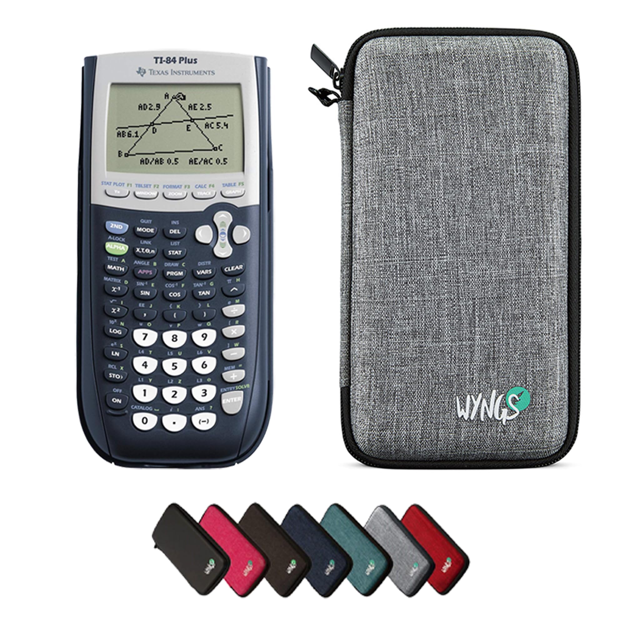 Texas Instruments TI-84 Plus Graphing Calculator with WYNGS Protective Case Light Gray