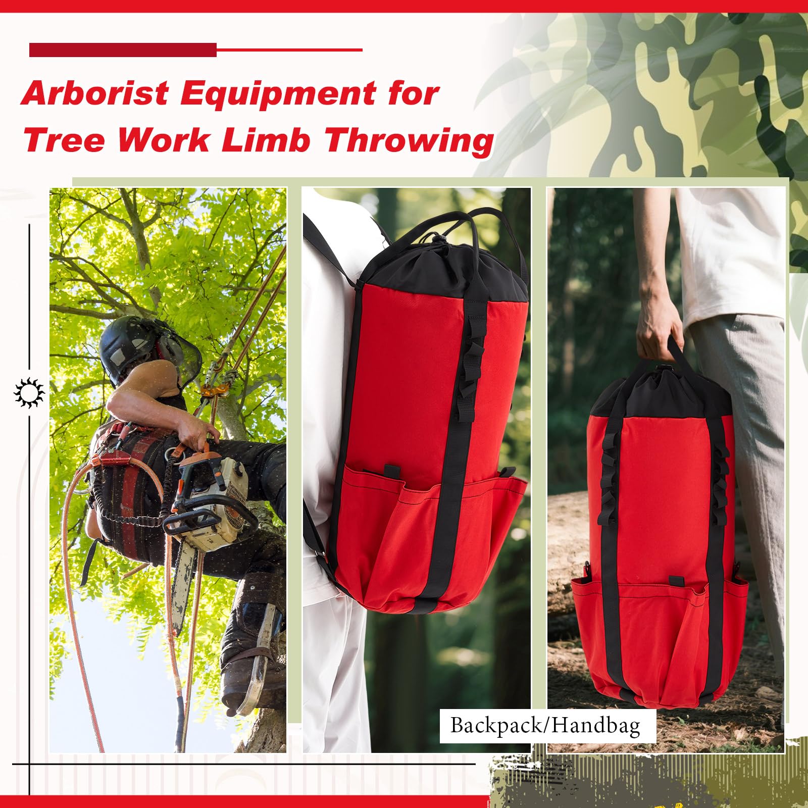 Aufbewahrungstasche für Baumpfleger, 30 l, Baumkletterseil, Arboristen-Ausrüstung, Eimer, Rucksack, wasserdichte Tasche, großes Fassungsvermögen, mit seitlichen Aufbewahrungstaschen, robuste