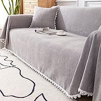 Vista 191 de VClife funda boho de sofá de felpilla para sofá seccional, funda antideslizante para sofá de 2 plazas, protector para mascotas con borlas, funda