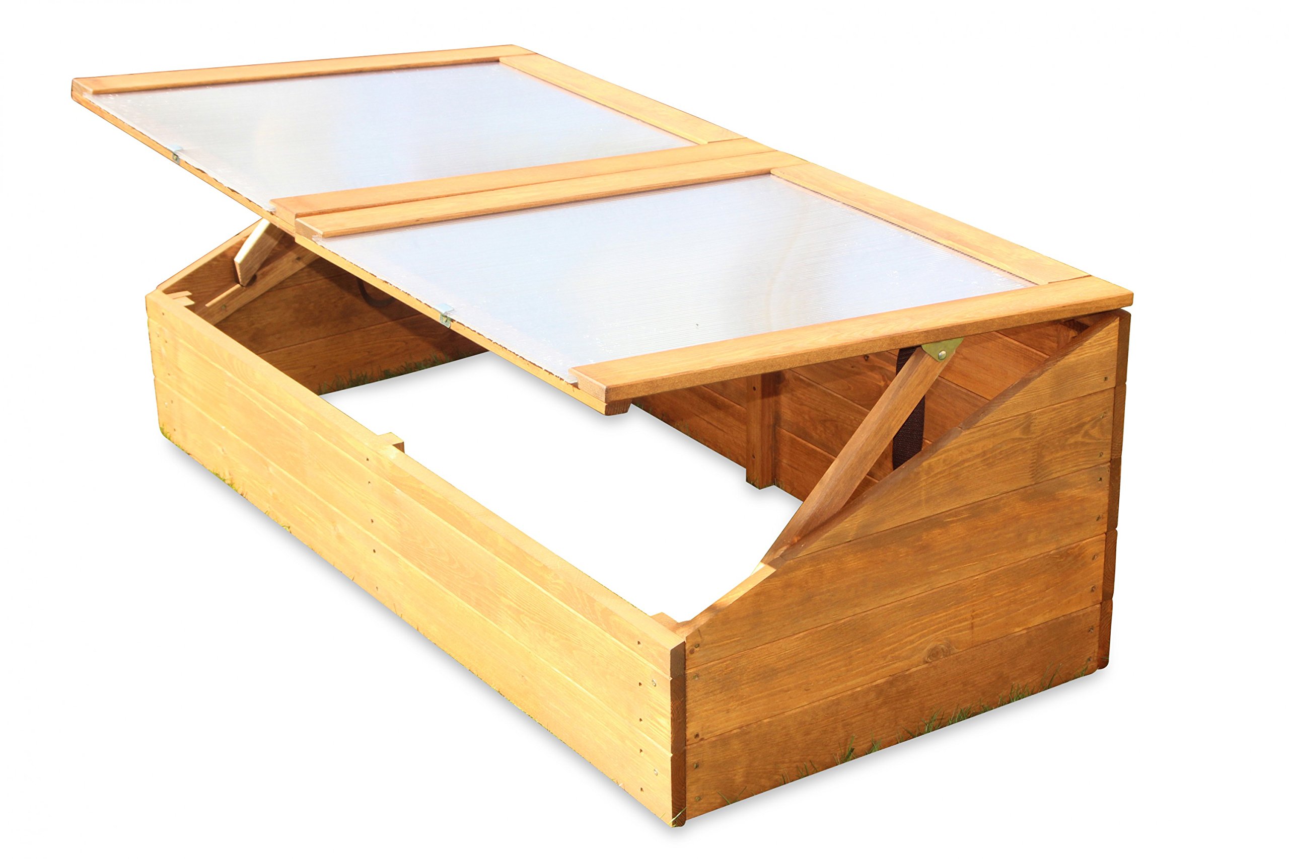Frühbeet Treibhaus Kräuterbeet aus Holz, L116 x T54 x H42/19 cm