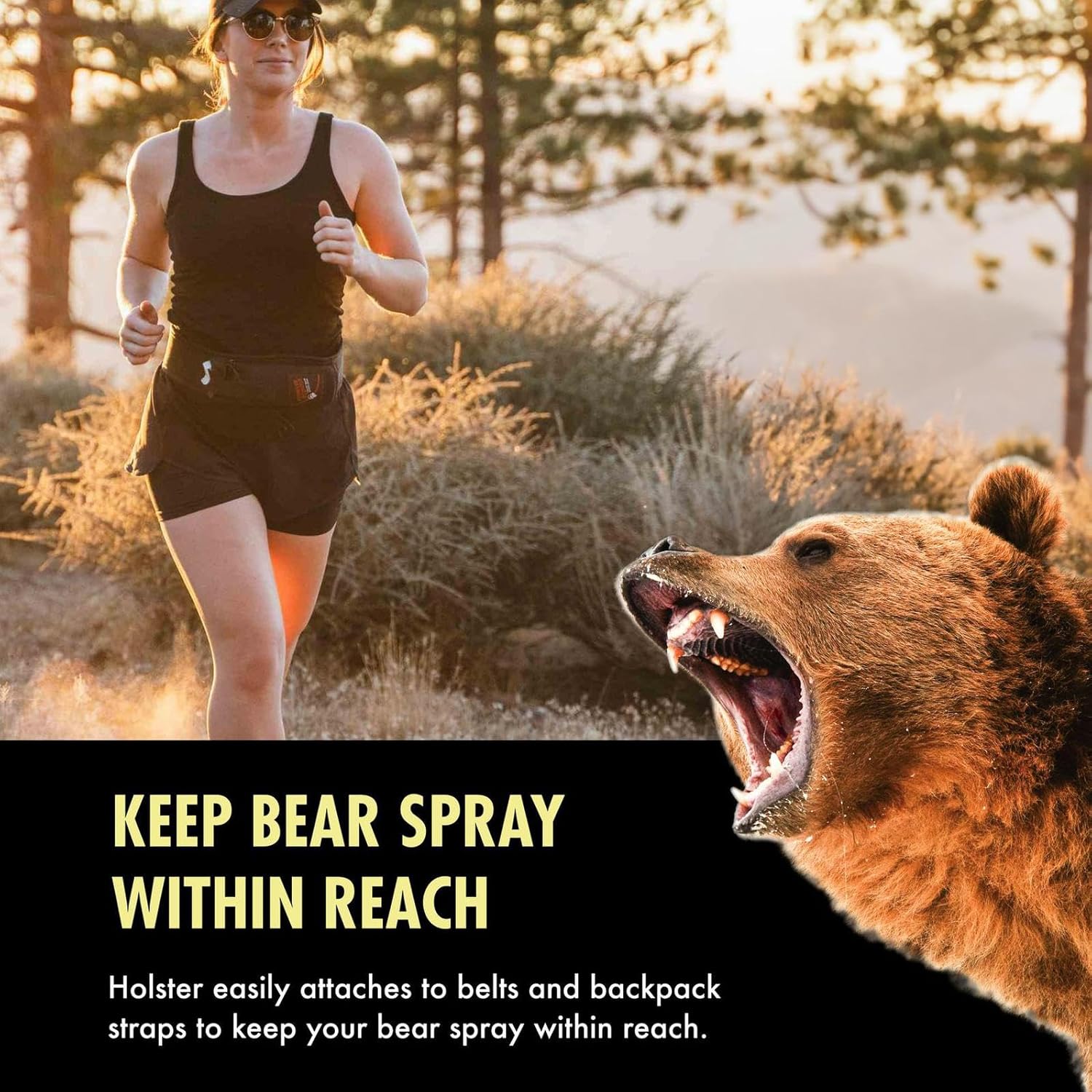 Counter Assault Waist Holster - Bear Spray Holster for Trail Runner - Water Bottle Holder - Outdoor Gear - Hiking & Running Essentials