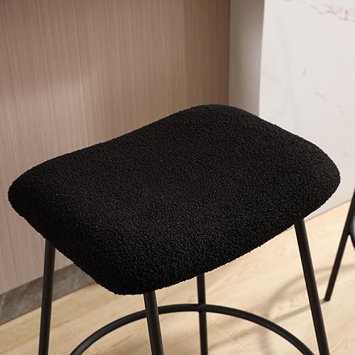 Miniatura 5 de DM Furniture Juego de 4 taburetes de bar de altura de mostrador de 25.5 pulgadas, modernos taburetes de bar tapizados sin espalda para isla de