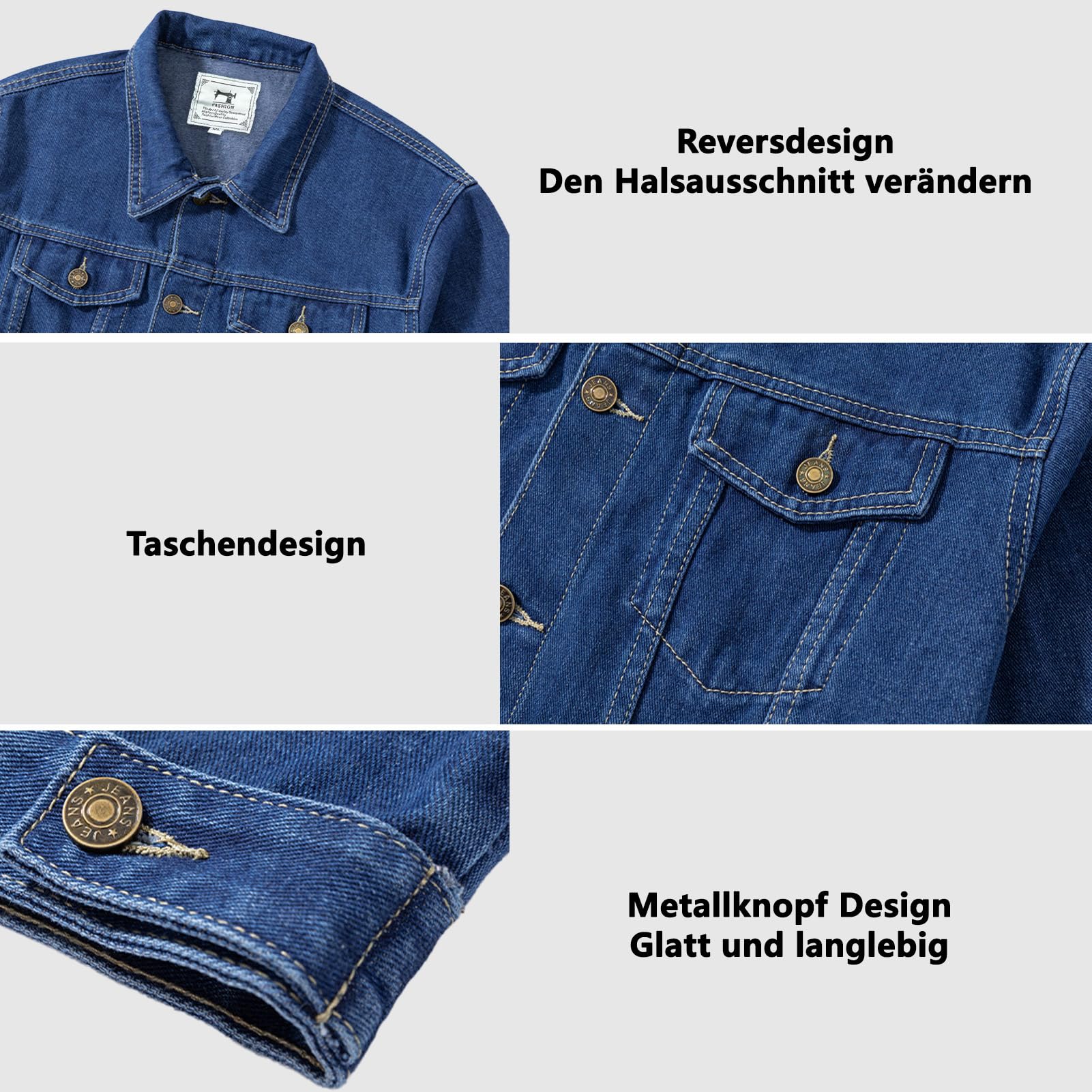 Herren Jeansjacke Jacken Gewaschener Denim Übergangsjacke Frühlings Herbst Jacke Mantel Vintage Herrenjacke Klassische Denim Cargo Coat Slim Fit Jacket Übergangs