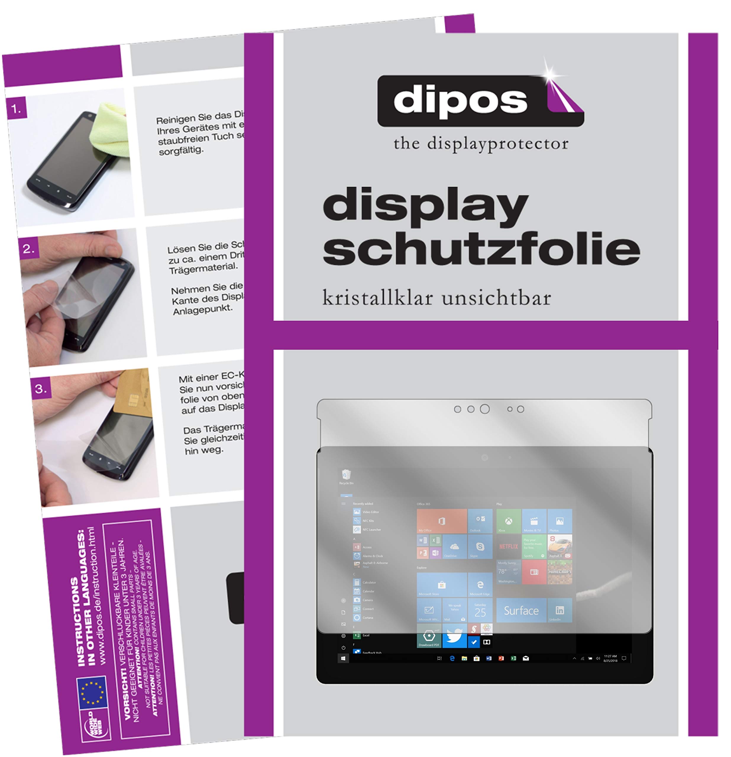 dipos I 2X Pellicola Protettiva Compatibile con Microsoft Surface Go Pellicola di Protezione Cristallo