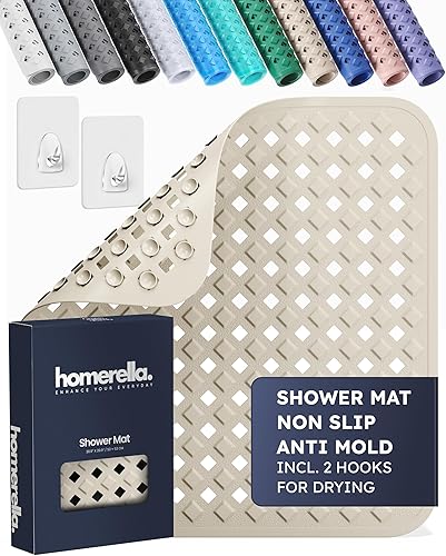 homerella Tapete de ducha antideslizante antideslizante para cabina de ducha interior, tapete de ducha antideslizante cuadrado de 21 x 21 pulgadas