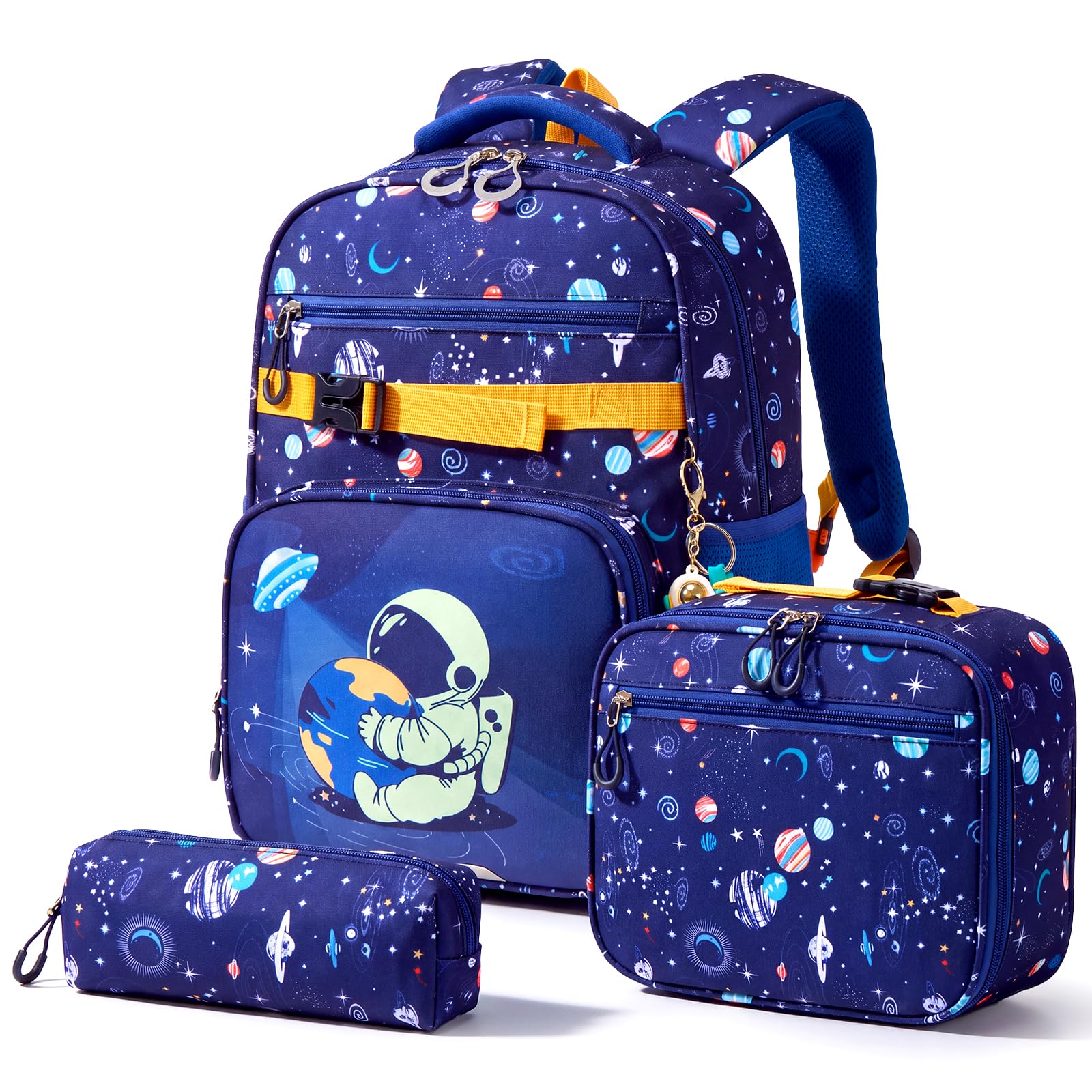 Amythe Set 3 pièces Cartable Garçon dès 1ère année Réfléchissant | Sac à dos Enfant Ergonomique Léger 18L Primaire Imperméable Astronaute