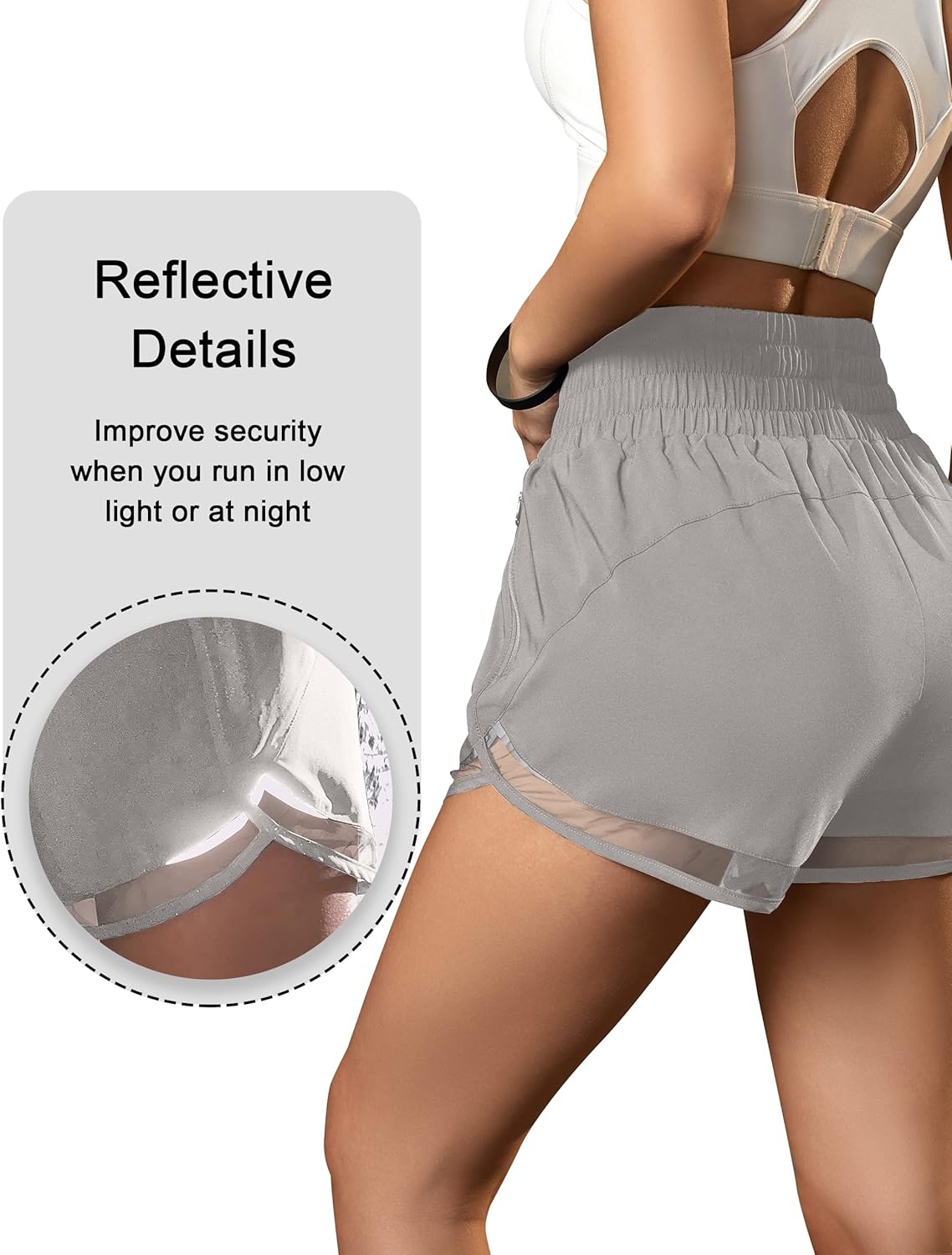 BMJL Women's Athletic Shorts High Waisted Workout Shorts Pocket Running Shorts Gym Elastic Sport Shorts - Image 4