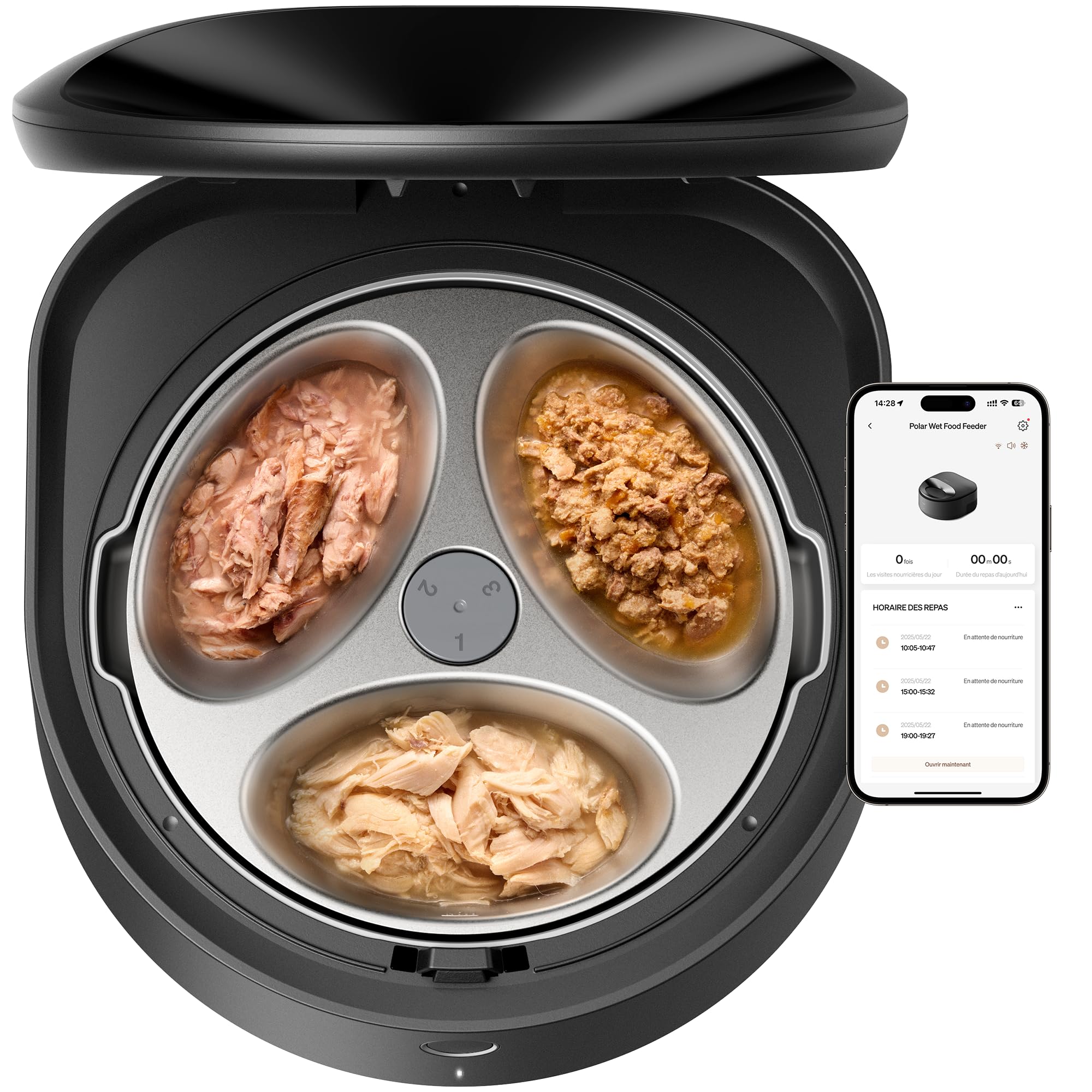 PETLIBRO Distributeur Automatique de Nourriture Humide en Acier Inoxydable, Lave-Vaisselle, Wi-FI 2,4 GHz, Refroidissement par Semi-Conducteur, Distributeur Croquettes Chat, Fraîcheur 3 Jours