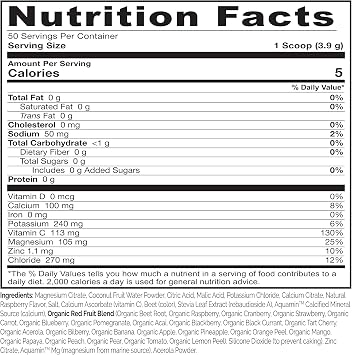 NATURELO Electrolyte Powder, Hydration and Mineral Drink Mix, Sugar Free & Non-GMO Berry Flavor 50 Servings