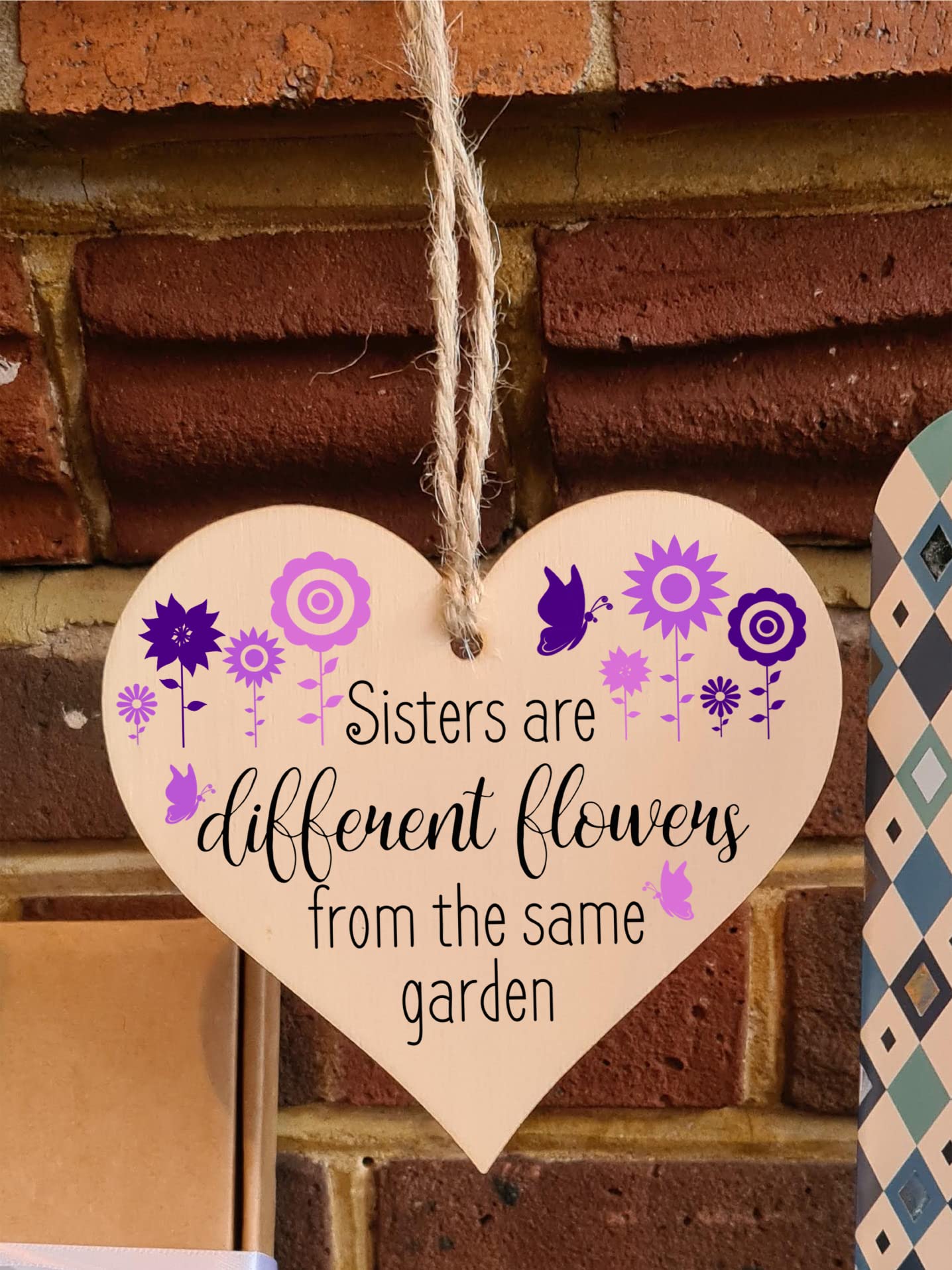 Cuore In Legno Fatto A Mano Da Appendere - Regalo Ricordo Per Collega O Amico, Shabby Chic, Compensato PEFC 3 Mm, Con Spago Di Iuta