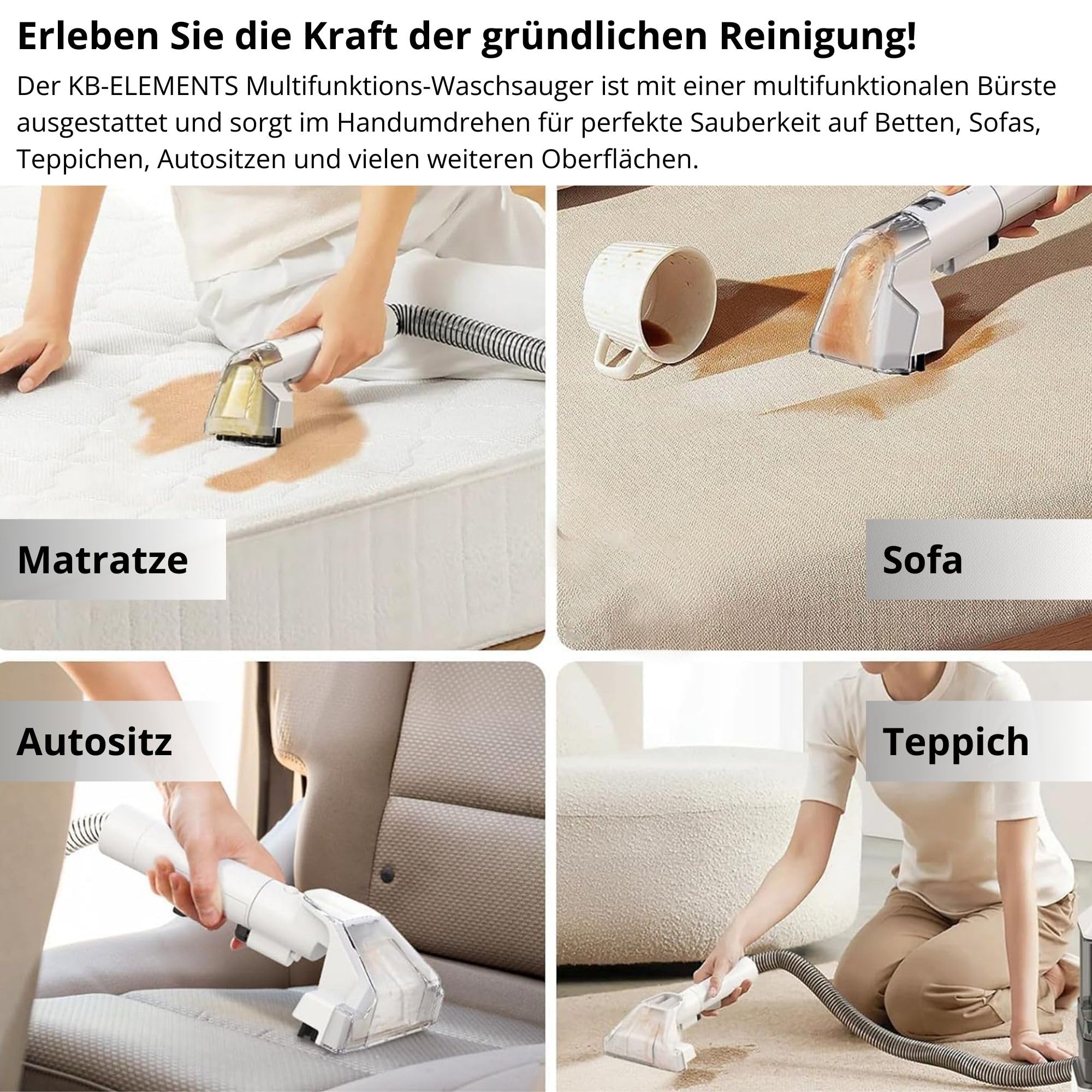Polsterreiniger gerät - Waschsauger, Teppichreiniger, Sofa Reiniger gerät, Fleckenreiniger, Fensterreiniger, 750 Watt, für Autos, Tiere, Sofas, Teppiche, Fenster, Polstermöbel