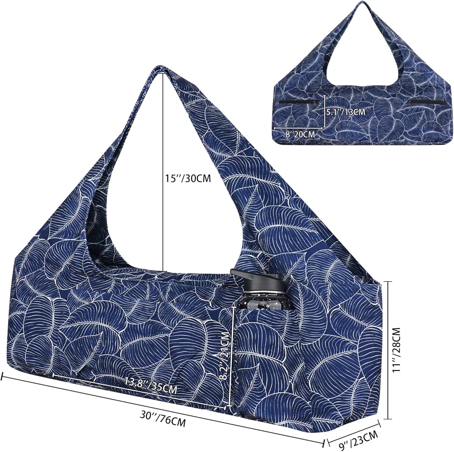 Large Yoga Mat Bag Yoga Bags and Carriers Fits All You Stuff Yoga Tote Bag with Yoga Mat Strap, Elastic Pockets and Zipper Pockets