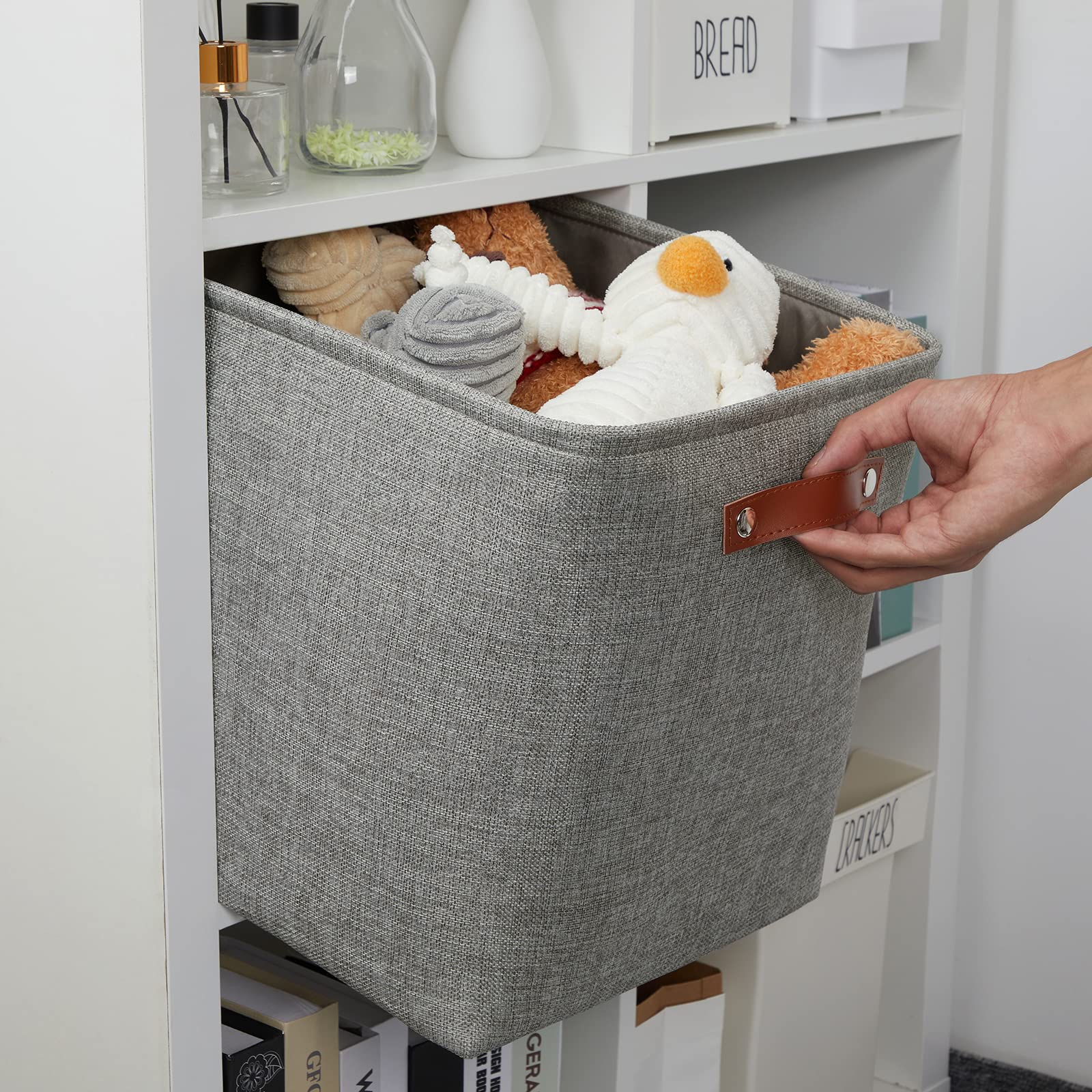 DULLEMELO Cajas de almacenamiento en forma de cubo, cestas de tela de 33 cm para organizar y almacenar el hogar, cestas de regalo apilables vacías para guardería, ropa, juguetes, almacenamiento de