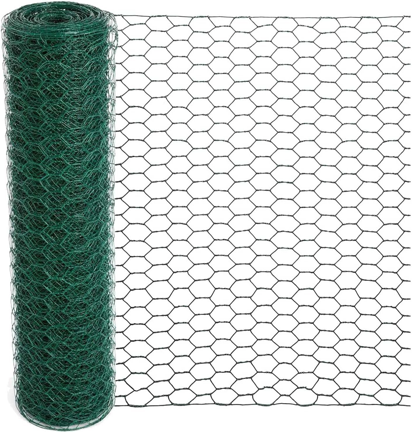 ARIFLOR Chicken Wire for Floral Arrangement - 0.6 Inch Hexagonal Green Floral Chicken Wire Mesh PVC Coated Chicken Wire Fence Netting for Crafts and Garden - 19 Gauge, 15.7 x 157 inches