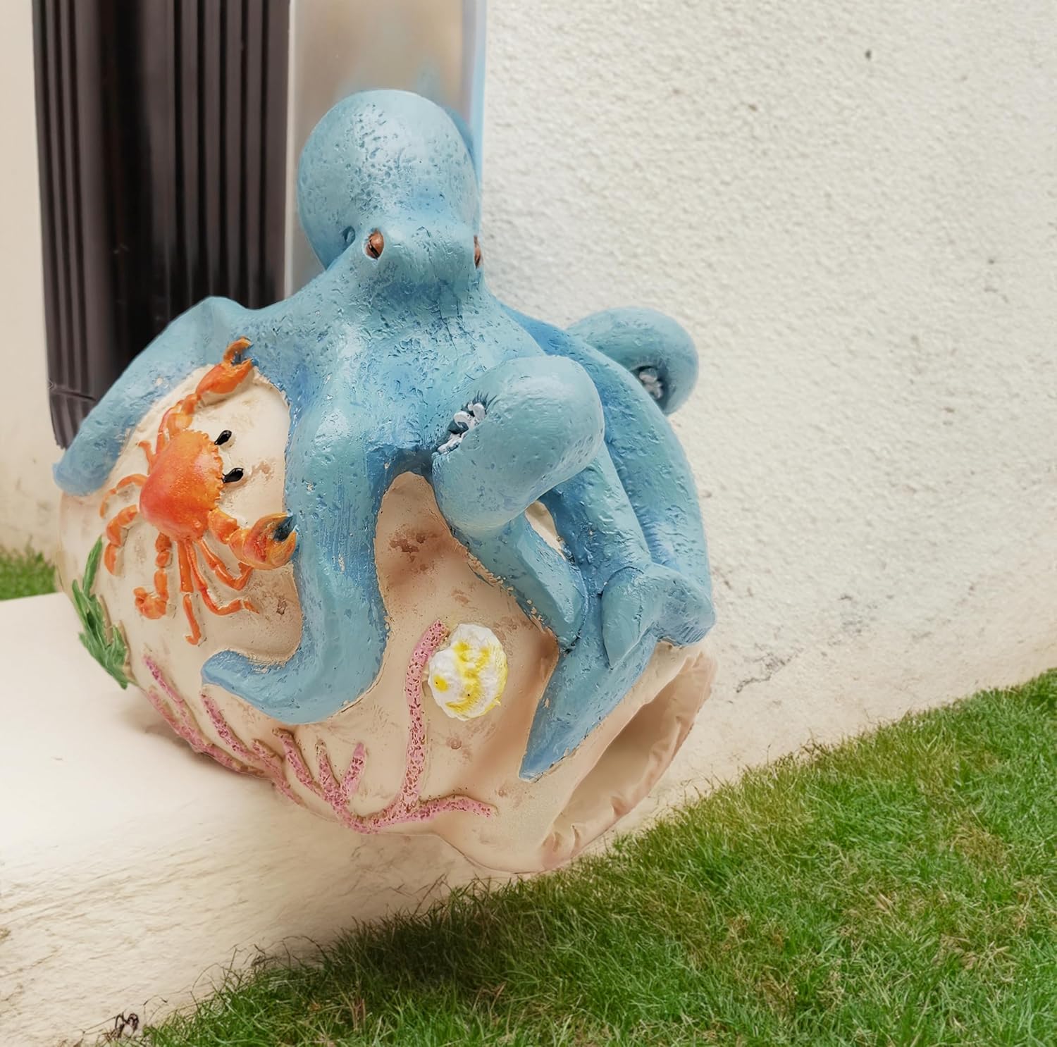 coolboy Octopus Sculpture Gutter Diverter Rain,Deco Gutter Extension Downspout, Eco-Friendly Resin Gutter Extender Diverter,Splash Block, Perfect Rain Gutter Downspout Extension for 3"x4" Downspouts