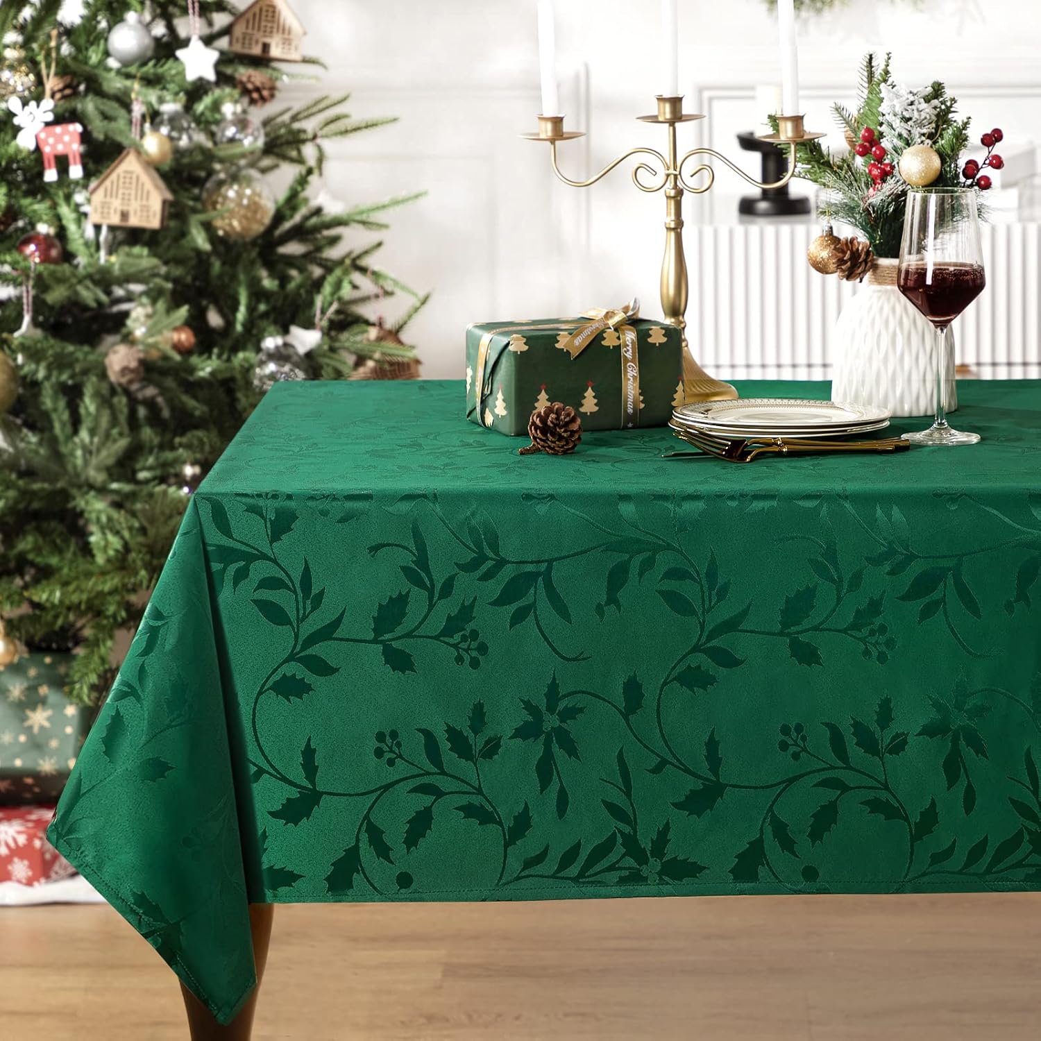 joybest Christmas Tablecloth, Elegance Christmas Jacquard Table Cloth Polyester Fabric