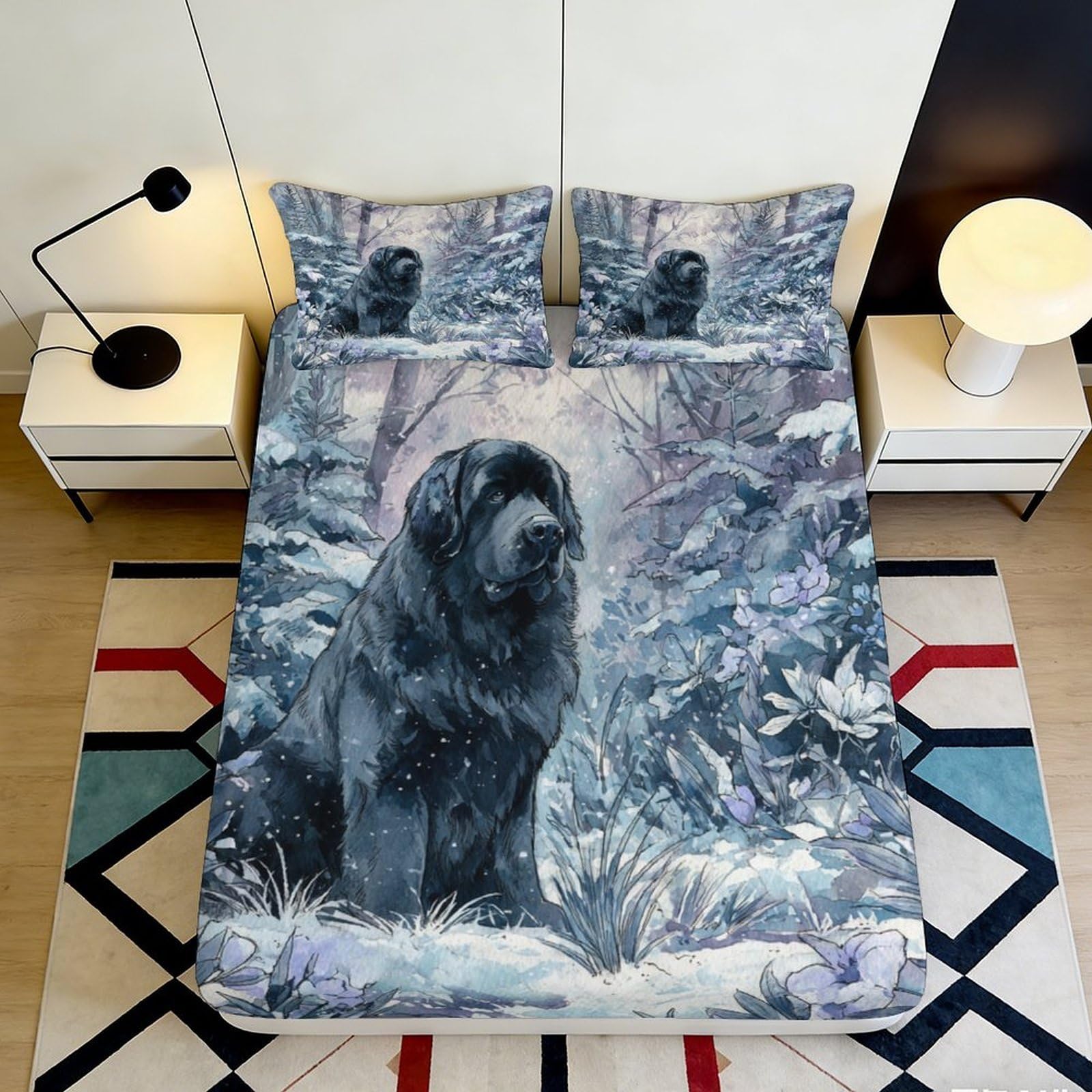 Dhbaneiok Style-6 3D Printed Forest Wolf Fitted Sheet Microfiber Soft Breathable Mountain Landscape Bed Cover For Bedroom Decor 90X200x25cm