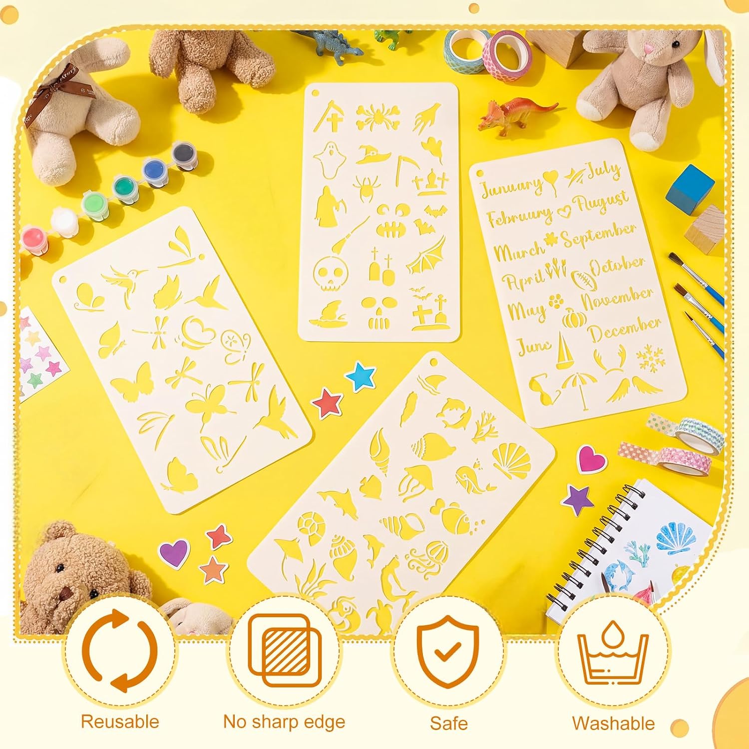 Marspark 500 Patterns 7x4 Inch Journaling Stencils, Craft Templates image 3