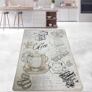 miqna Tapis de cuisine moderne en gel - Gris et blanc noir - Avec motif de sol antidérapant avec inscription Coffee Macchiato (Core, 120 x 180 cm miqna Tapis de cuisine moderne en gel - Gris et blanc noir - Avec motif de sol antidérapant avec inscription Coffee Macchiato (Core, 120 x 180 cm