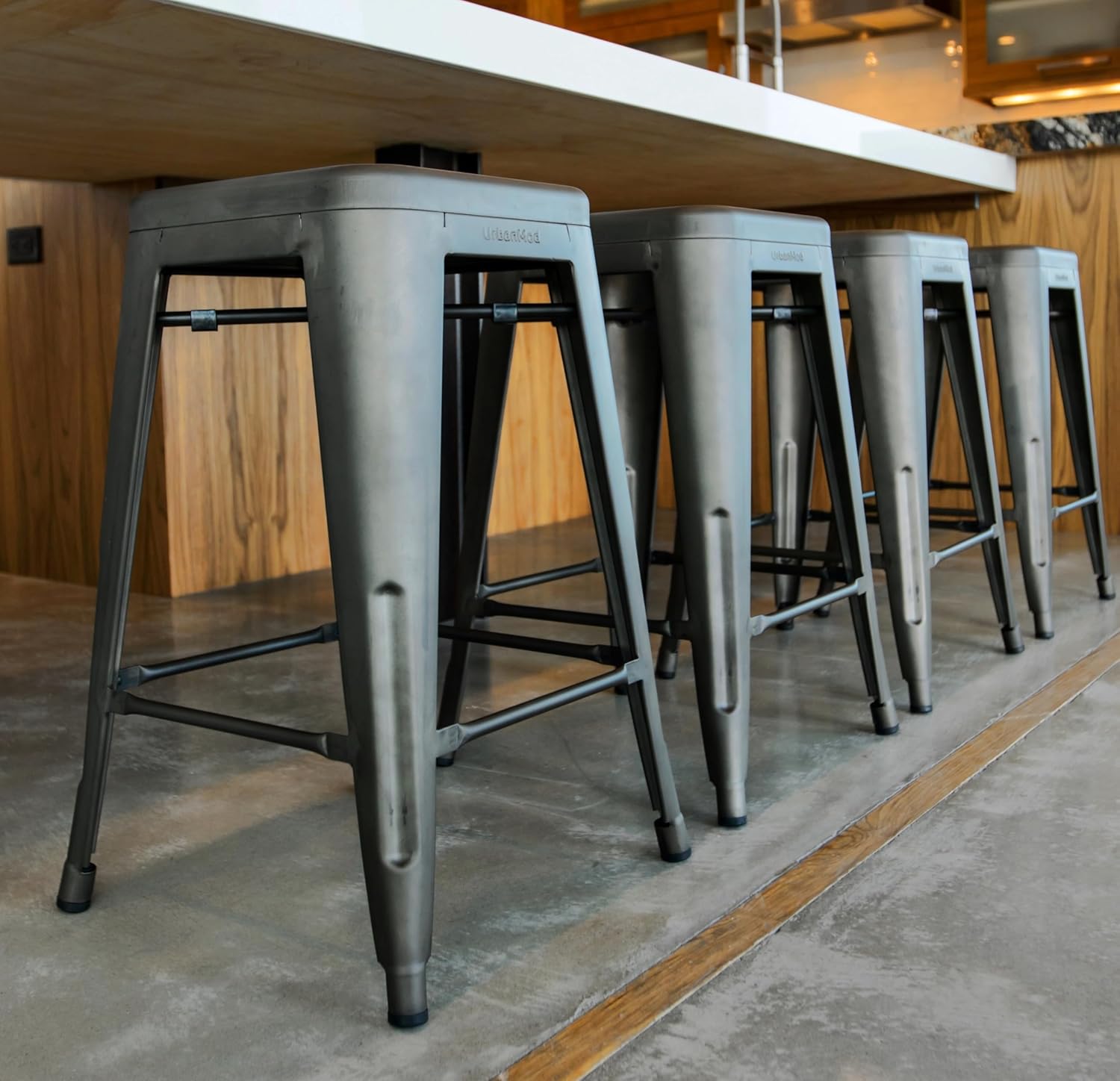24 Inches Metal Barstool Set of 4 – Counter Height Backless Bar Stool for Kitchen Island, Breakfast, Outdoors, Pub, Restaurant, Home, Patio – Stackable Heavy Duty Modern & Industrial