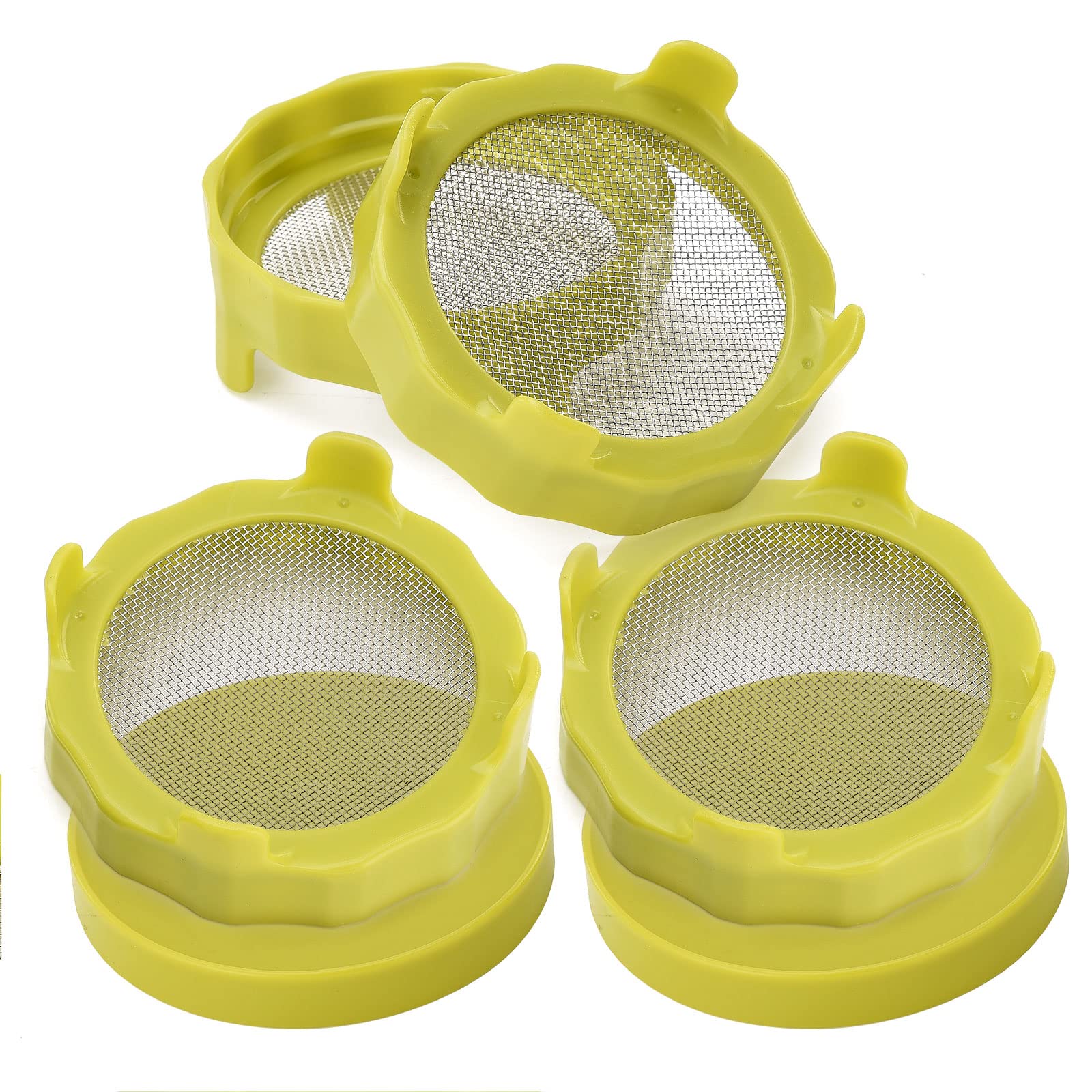 BestAlice 6 Pack Sprouting Lids, Sprouting Jar Strainer Lid with Stainless Steel Screen for 86mm Wide Mouth Mason Jars, Germination Kit Sprout Maker