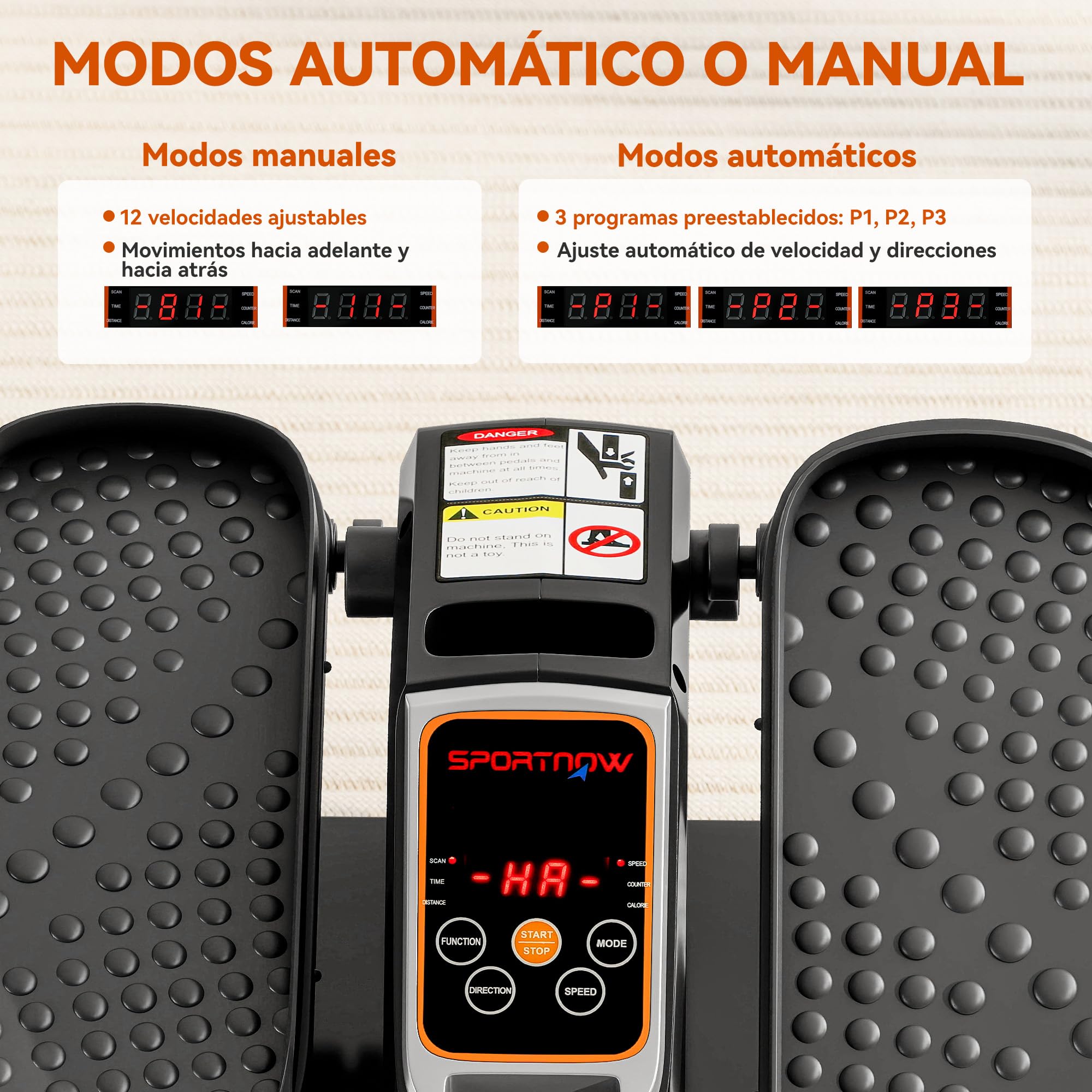 SPORTNOW Mini Elíptica Eléctrica para Personas Mayores con 12 Velocidades, Modo Manual y Automático, Control Remoto, Pedaleador Eléctrico Silencioso Portátil con Pantalla LED y Pedales Antideslizantes