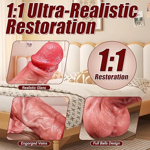 Miniatura 9 de Consolador realista de 9.1 pulgadas para mujer, consoladores de pene grandes y realistas con ventosa fuerte para jugar con manos libres,