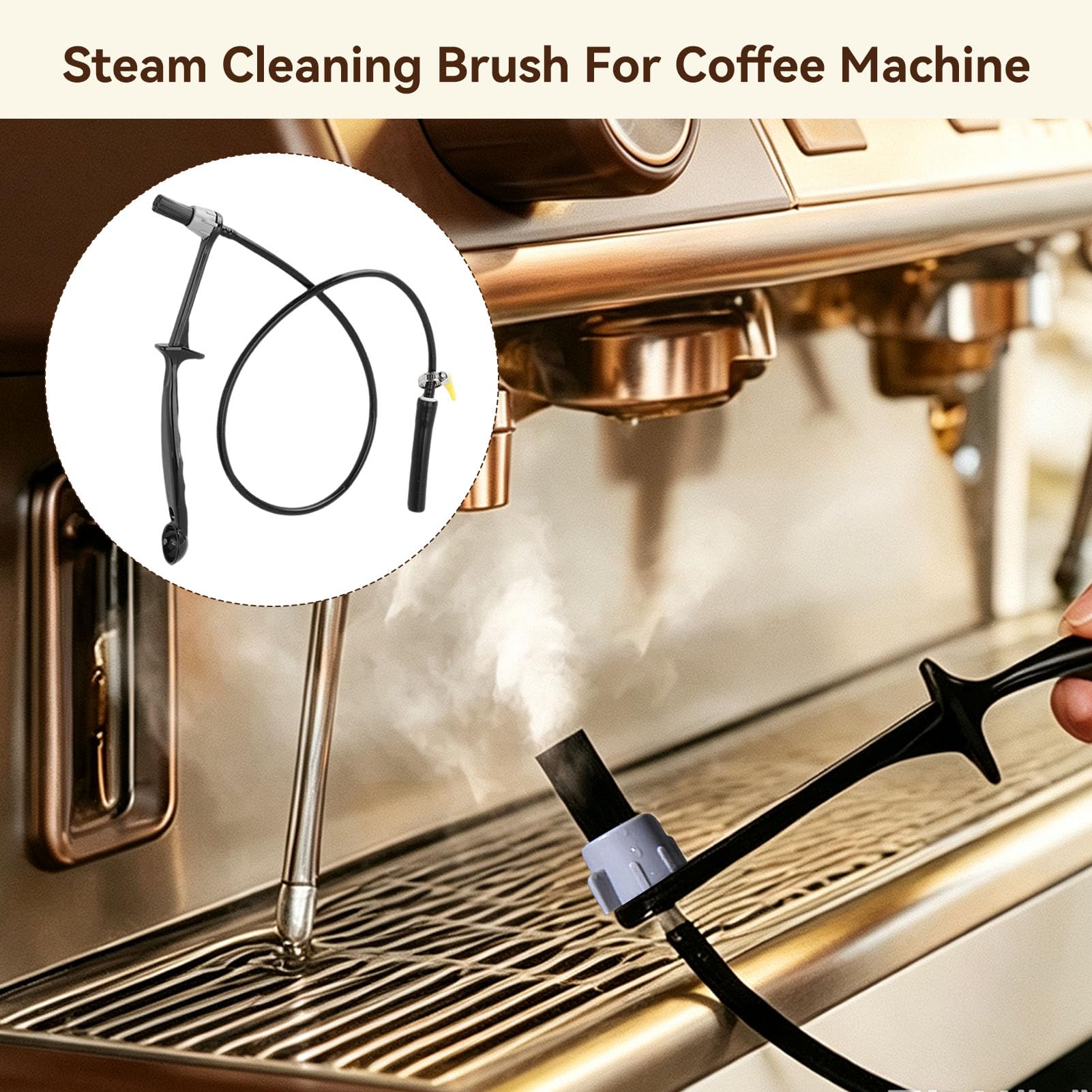 Brosse À Vapeur Pour Machine À Café, Tuyau En Silicone De 31,5 Pouces Outil De Nettoyage De Baguette À Vapeur Expresso Brosse De Nettoyage De Machine À Café Avec Tête Brosse À Café Pour Maison