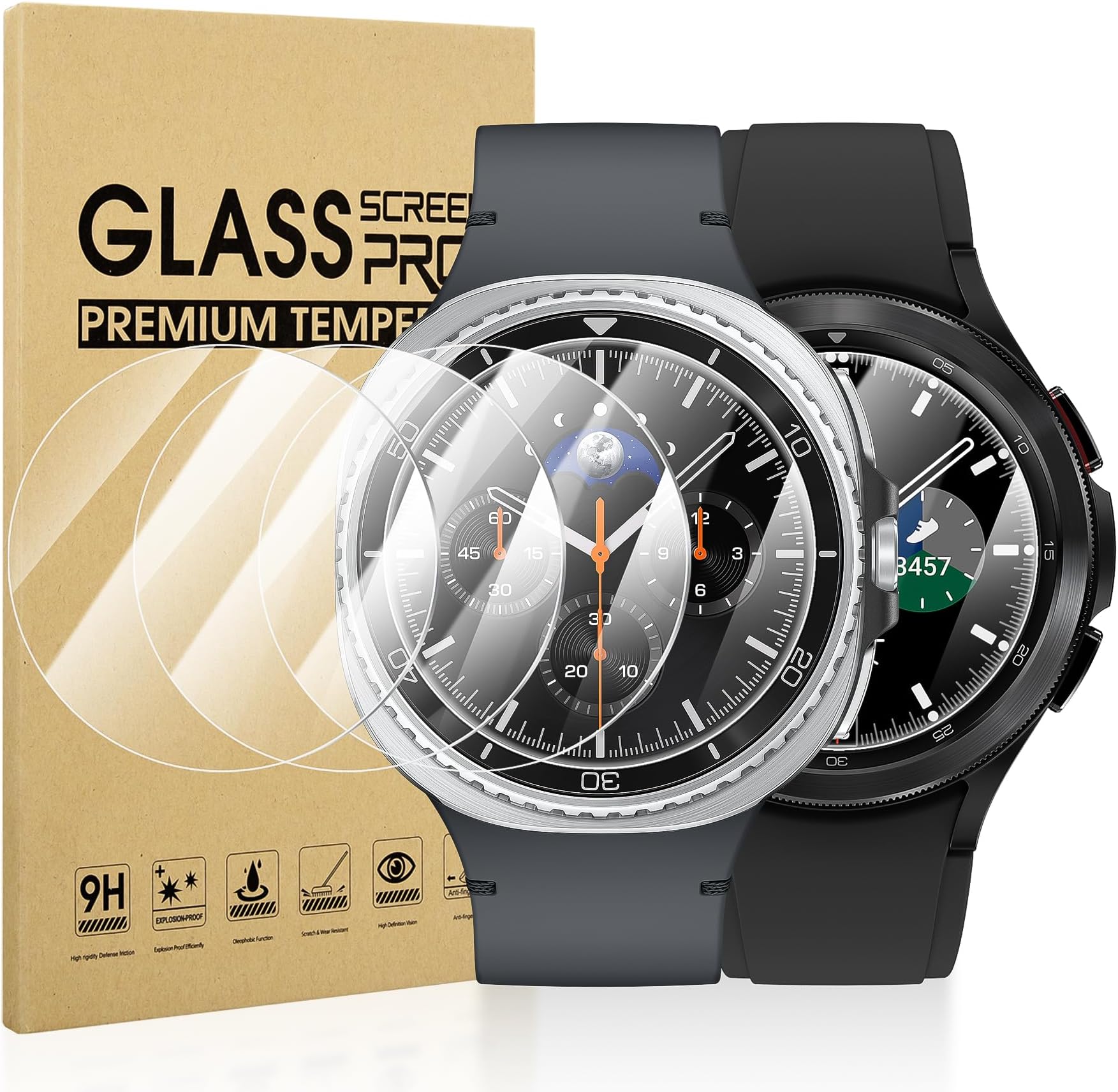 Diruite 4-Pack for Samsung Galaxy Watch 4 Classic 46mm Screen Protector Tempered Glass for Samsung Galaxy Watch 4 Classic Smart Watch [2.5D 9H Hardness][Anti-Scratch][Optimized Version]