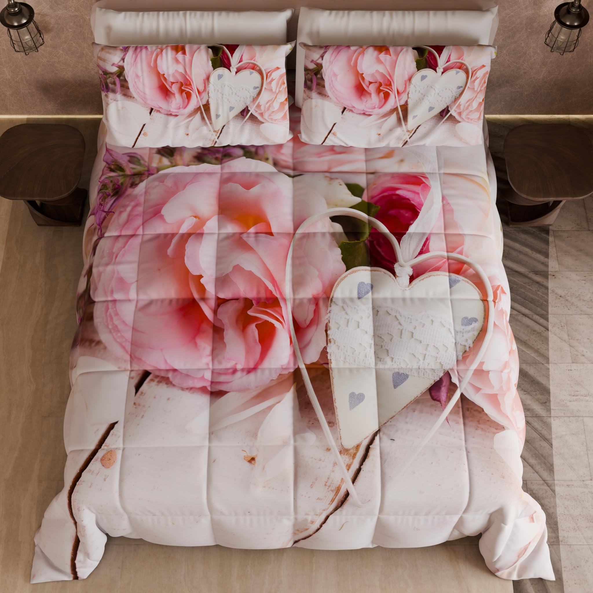 PETTI Artigiani Italiani - Trapunta Matrimoniale Invernale, Piumone Matrimoniale, Trapunta Double Face Tinta Unita e Stampa Digitale Country Chic, Made in Italy