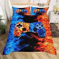 Vista 23 de Erosebridal - Conjunto de ropa de cama tamaño individual, de 2 piezas, 1 funda para edredón decorativa negra con estampado moderno de control