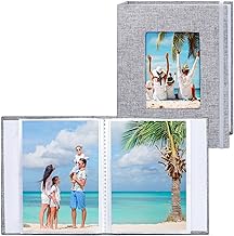 Vienrose Small Photo Albums 6x4 Photos, 2 Pack Linen Cover Mini Photo Book, 26-Page Holds 52 Pictures, Artwork or Postcards Storage Grey