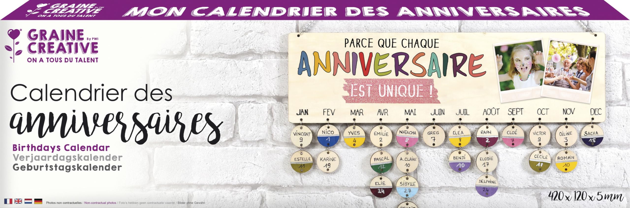 Graine Créative Calendrier des Anniversaires en Bois