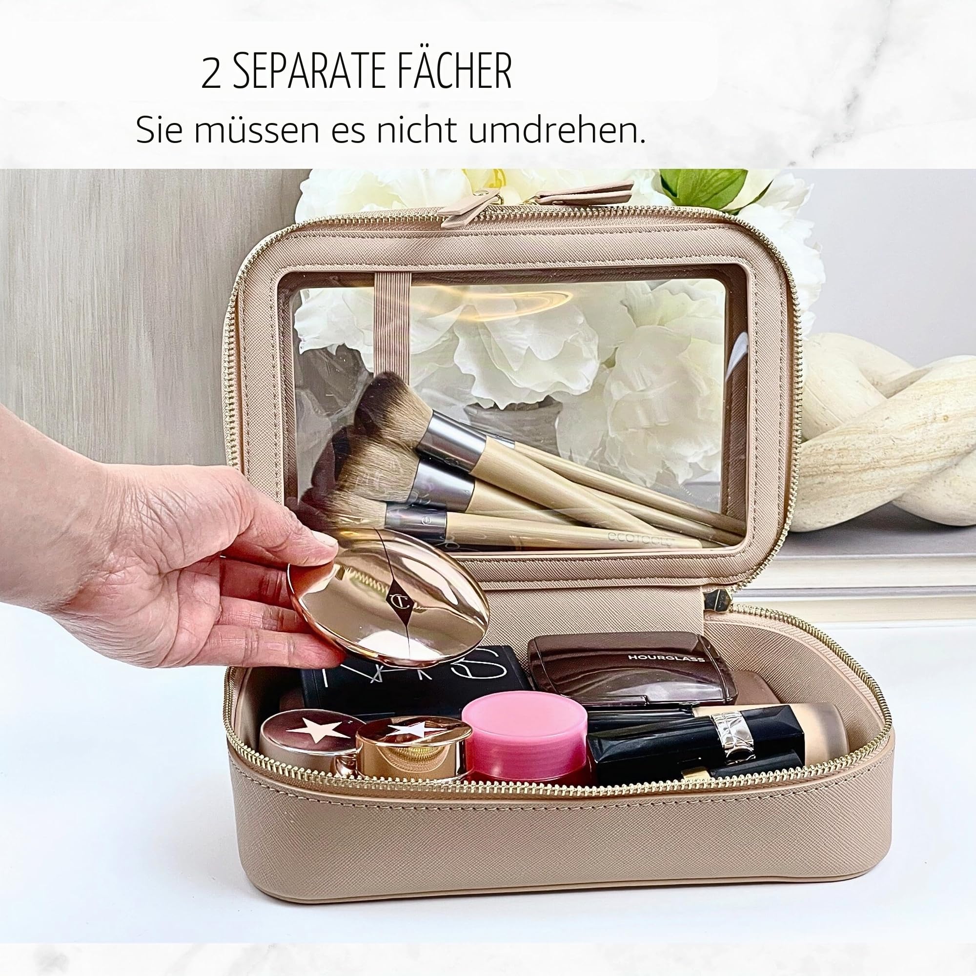 JAZD Transparente Make-up-Tasche, Organizer, Make-up-Tasche, Kosmetiktasche, Kulturbeutel für Damen, Make-up-Tasche, Reise-Make-up-Tasche, kleine Tasche, transparente Kosmetiktasche, Organizer,