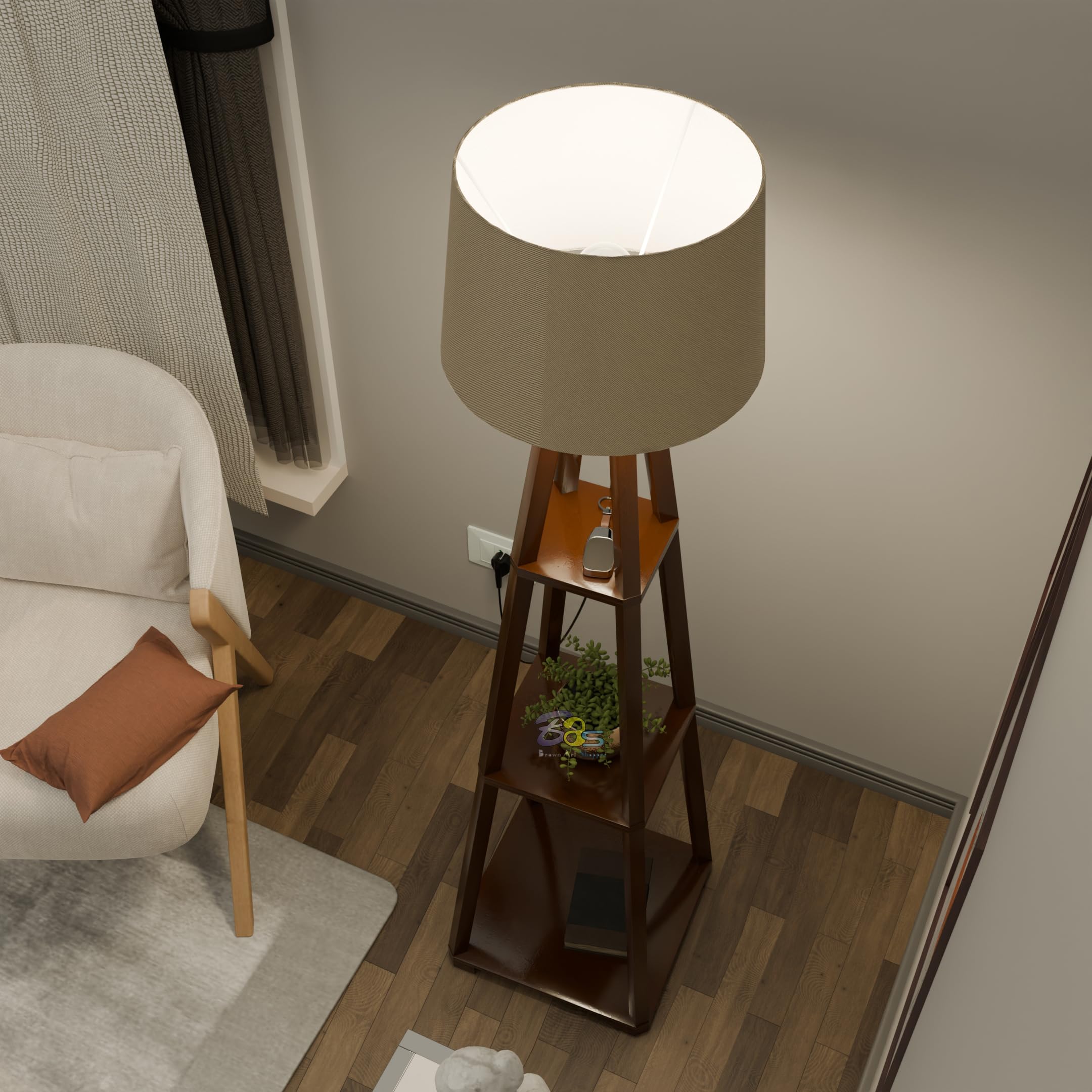 LIVINGLOOM Floor Lamp with Shelves Jute Shade Lamps with Shelf for Home Decoration,Multi Utility Floor Lamps Home Decor Antique Tripod Floor Lamp for Living, Bedroom, Dorm Room, Office (Wallnut) (B0DCTLBM87) Amazon Price History, Amazon Price Tracker