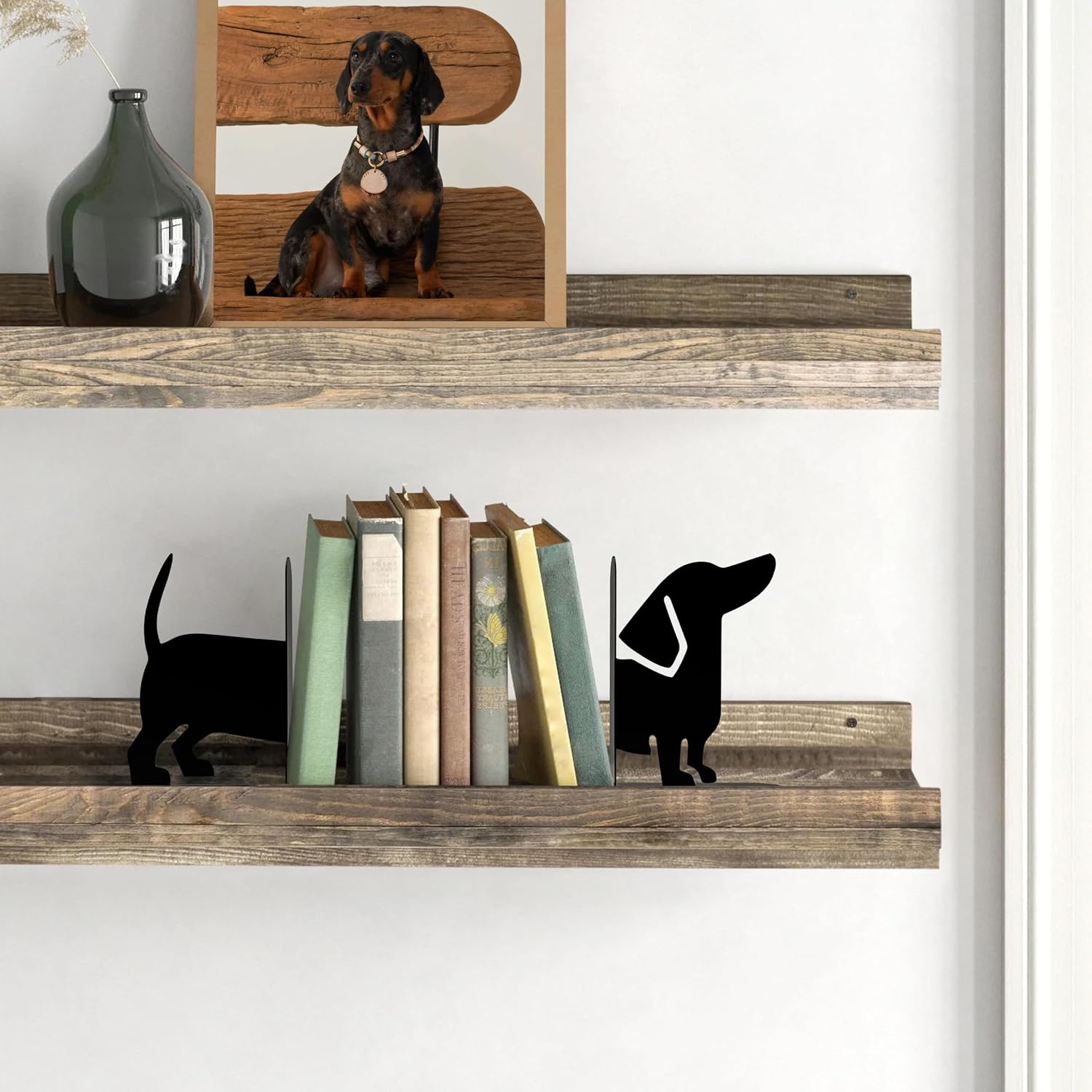 Dachshund Bookends Metal Dog Bookends Cute Dog Book Ends for Shelves image 5