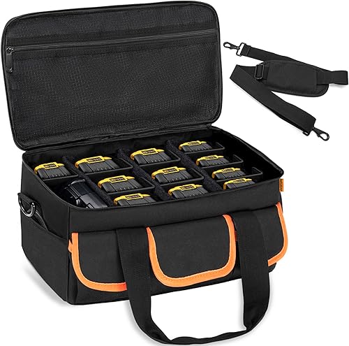 Miniatura 7 de Bolsa de almacenamiento para batería Dewalt, funda de transporte de batería para Dewalt/Milwaukee/Makita 12V/20V/60V baterías y cargadores con 11