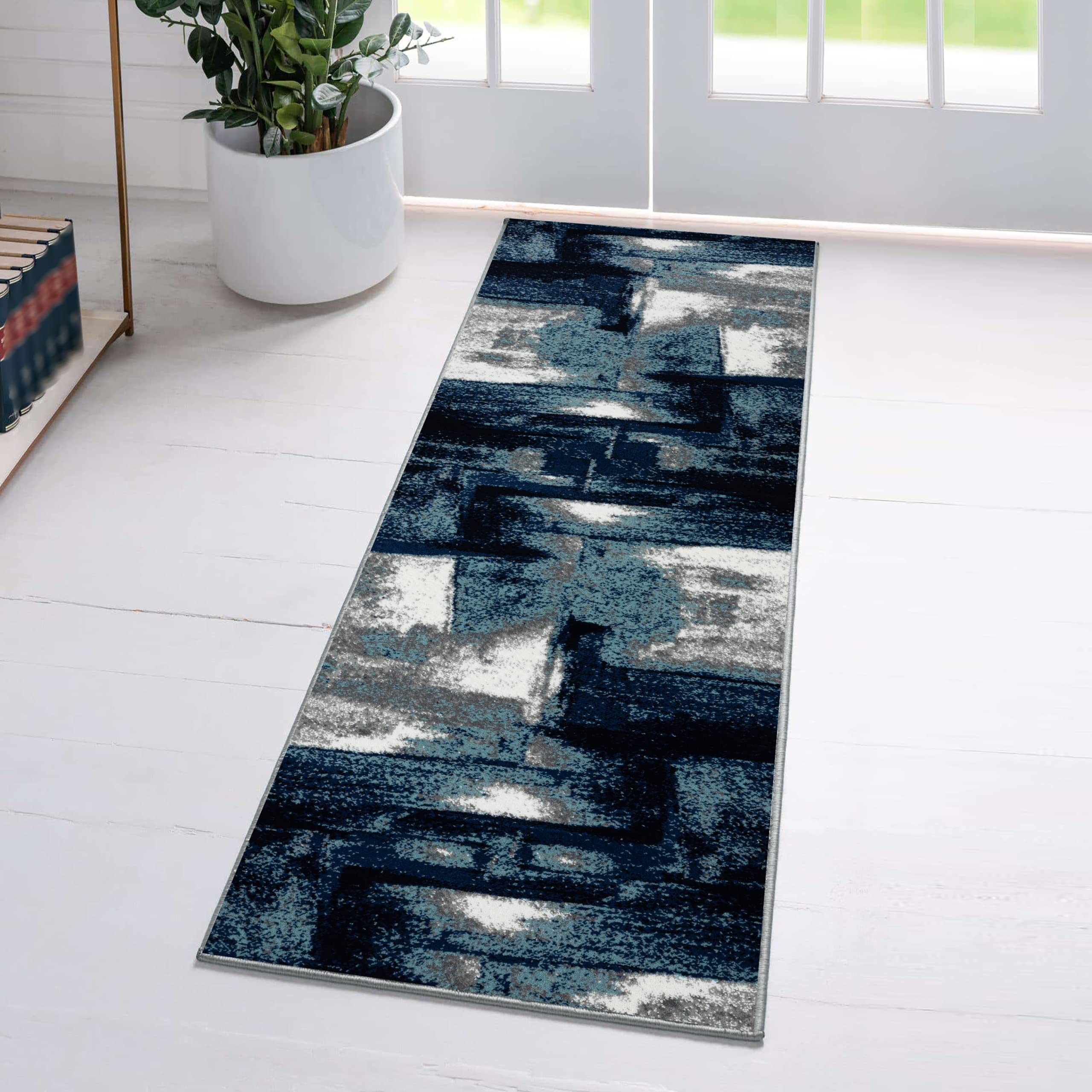 LUXE WEAVERS Lagos Collection 7558 Navy 2x7 Abstract Area Rug