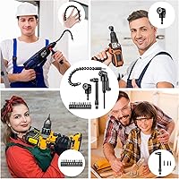 Vista 7 de 14 piezas de juego de extensión de broca flexible 1/4 pulgada de vástago hexagonal extensión de broca flexible taladro de ángulo recto de 105°