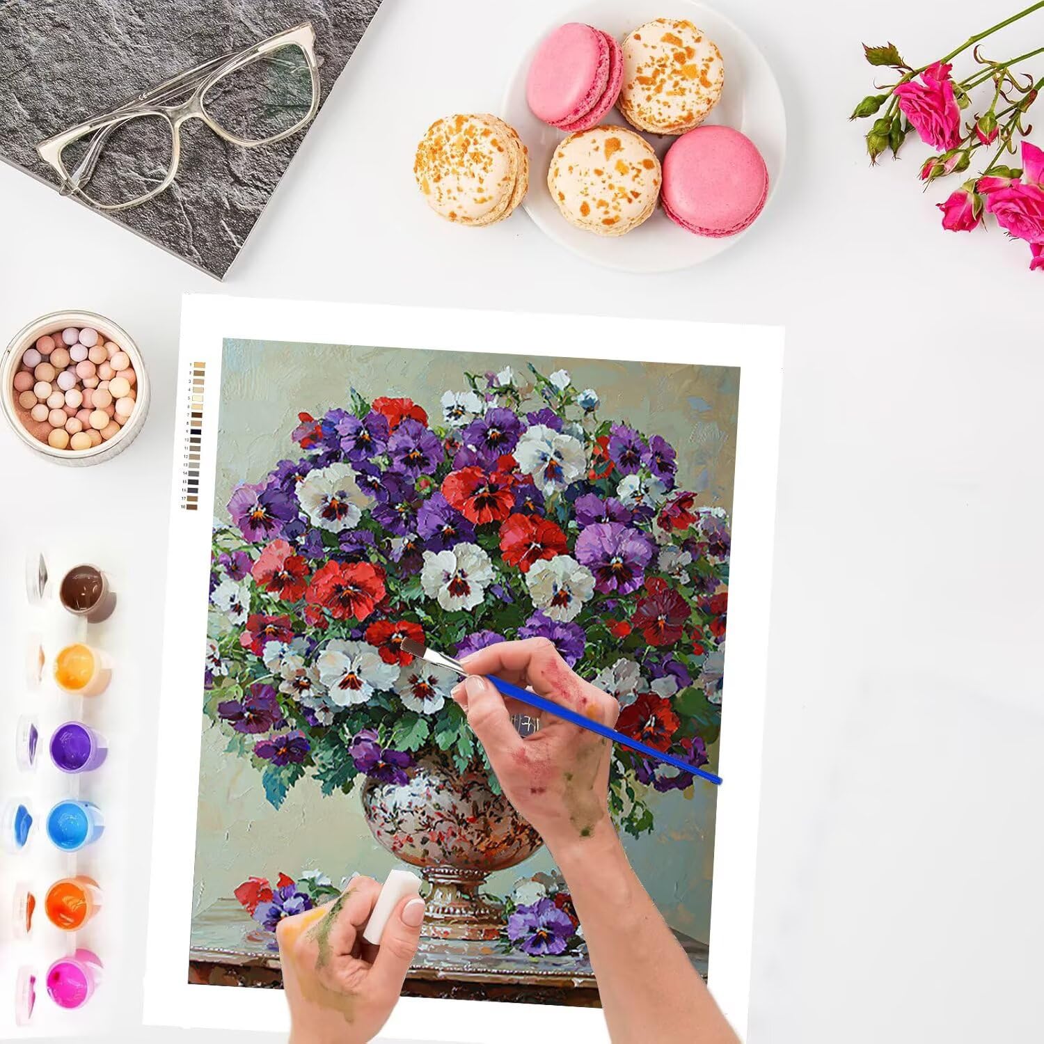 WEISHIWE Malen nach Zahlen Erwachsene Blumen in Vase, 70x90cm x-451 | Handgemalt Ölgemälde Kit für Mädchen Jungen ab 7 8 9 Jahre, Rahmenlos, für die Wanddekoration zu Hause, DIY Acrylmalerei