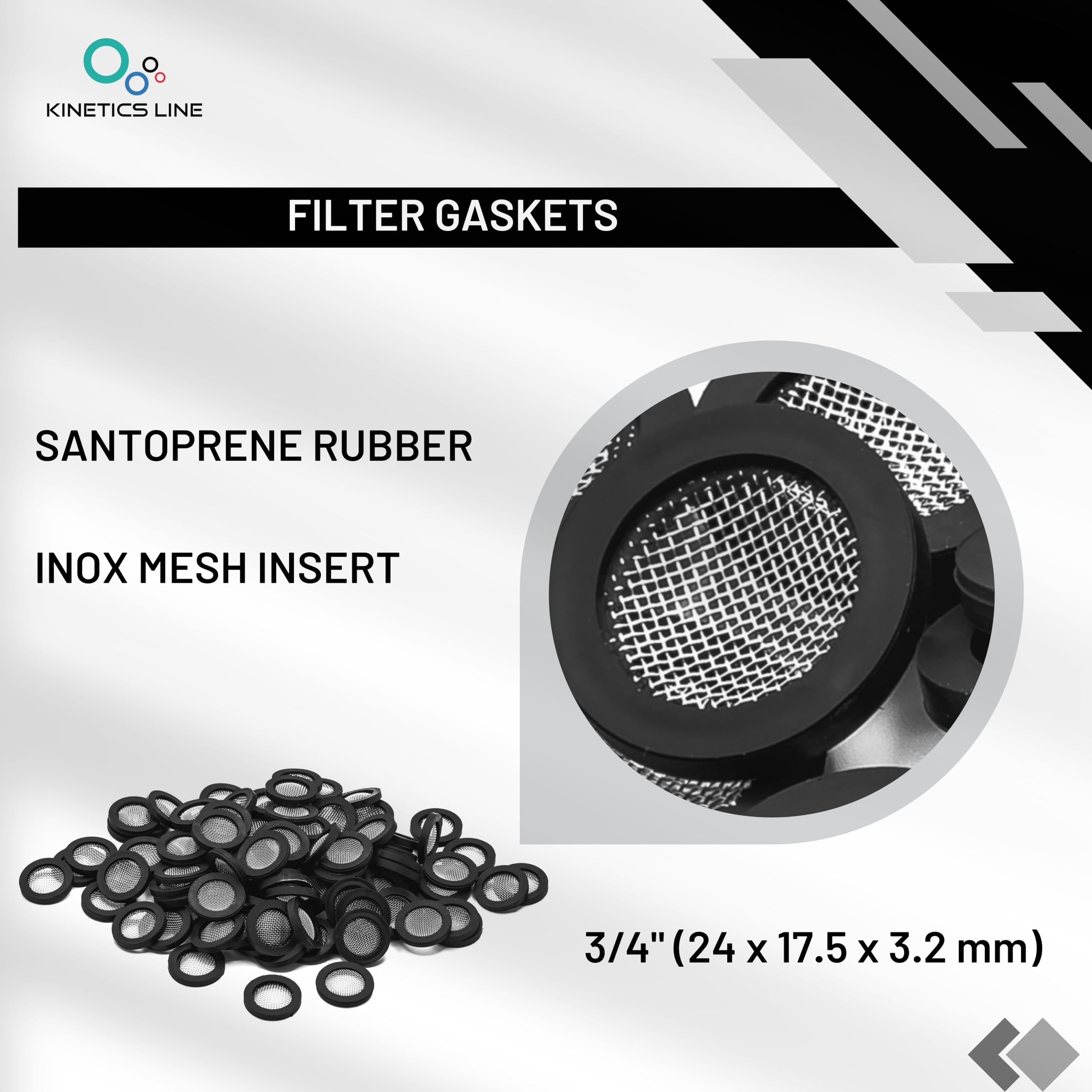 Joint Plat avec Maille 3/4", 24 × 17,5 × 3,2 mm, 100 Pièces | Dimension Nominale 20/27; Pour Installations D’Eau, Refroidissement, Chauffage Et Industrie; -60 À +125 °C