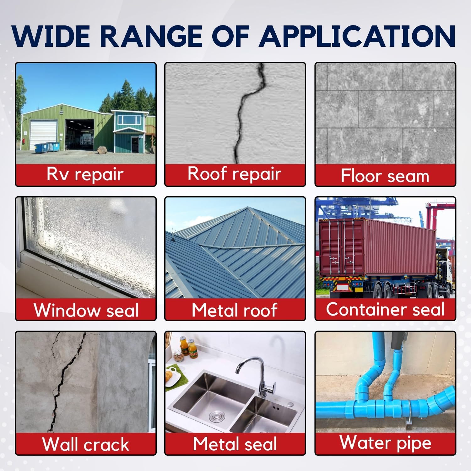 RIOMTRIC Adhesive Waterproof tape (2 Inch (5CM*5M) | Super Strong Permanent Repair Roof | Water Leakage Solution Rubber Tape | surface Crack Window Sill Gap Boat Sealing Tank Leak - Image 9 thumbnail